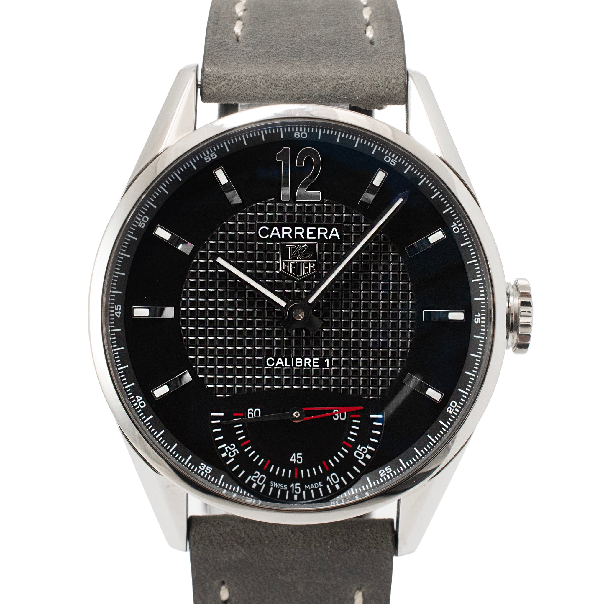 Tag Heuer Carrera 43MM wv3010.eb0025 Black Dial Steel Manual Wind Watch