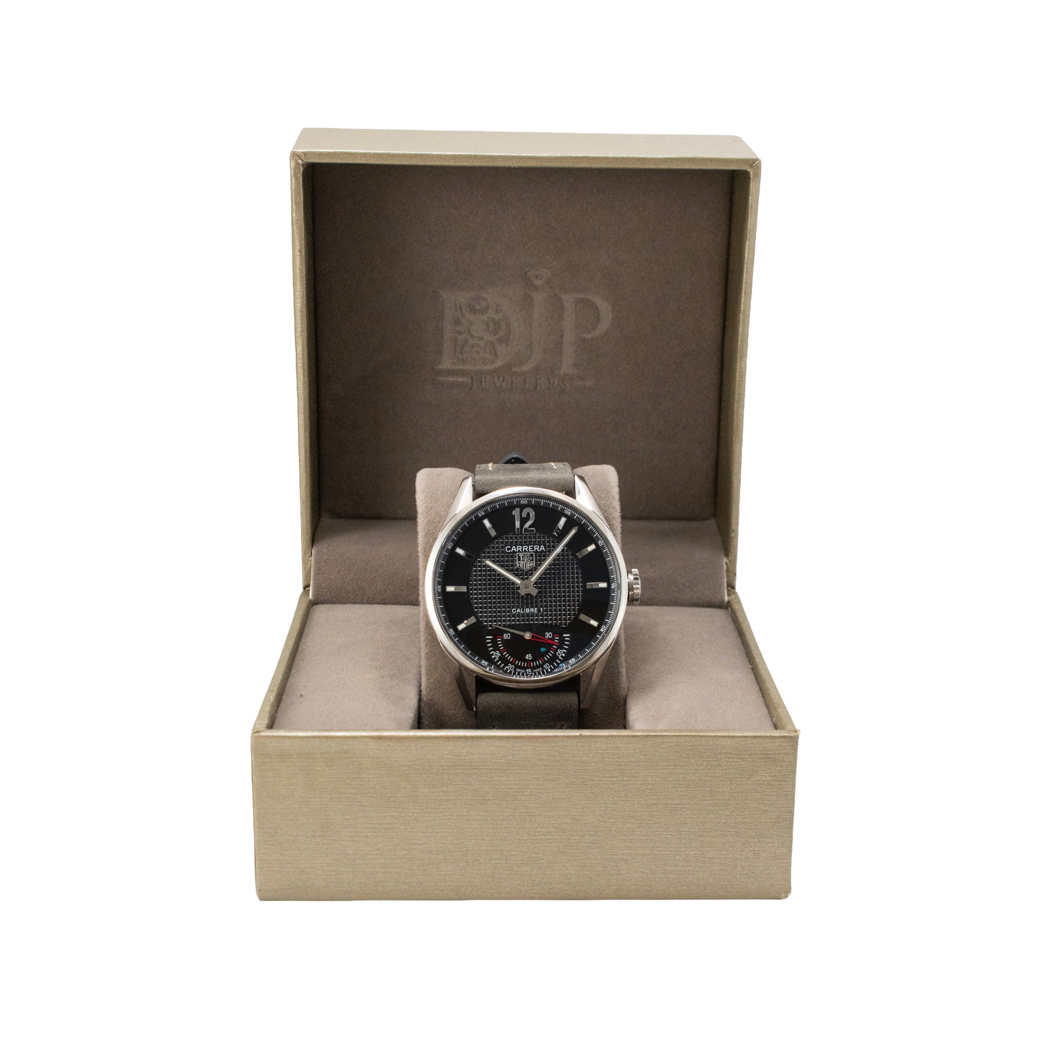 Tag Heuer Carrera 43MM wv3010.eb0025 Black Dial Steel Manual Wind Watch