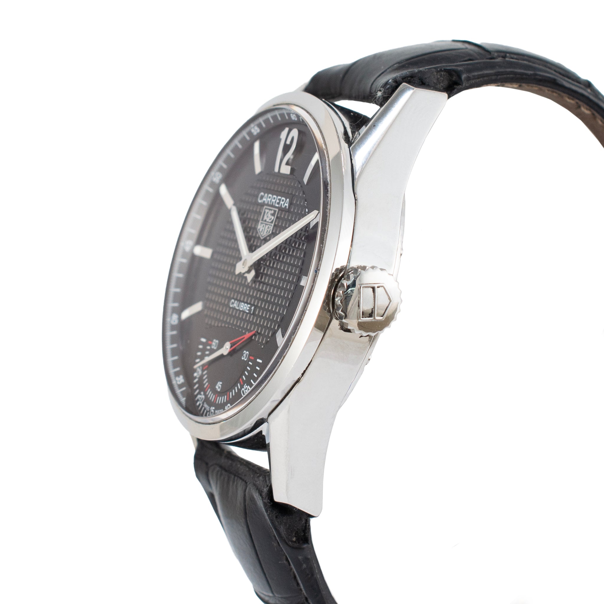 Tag Heuer Carrera 43MM wv3010.eb0025 Black Dial Steel Manual Wind Watch