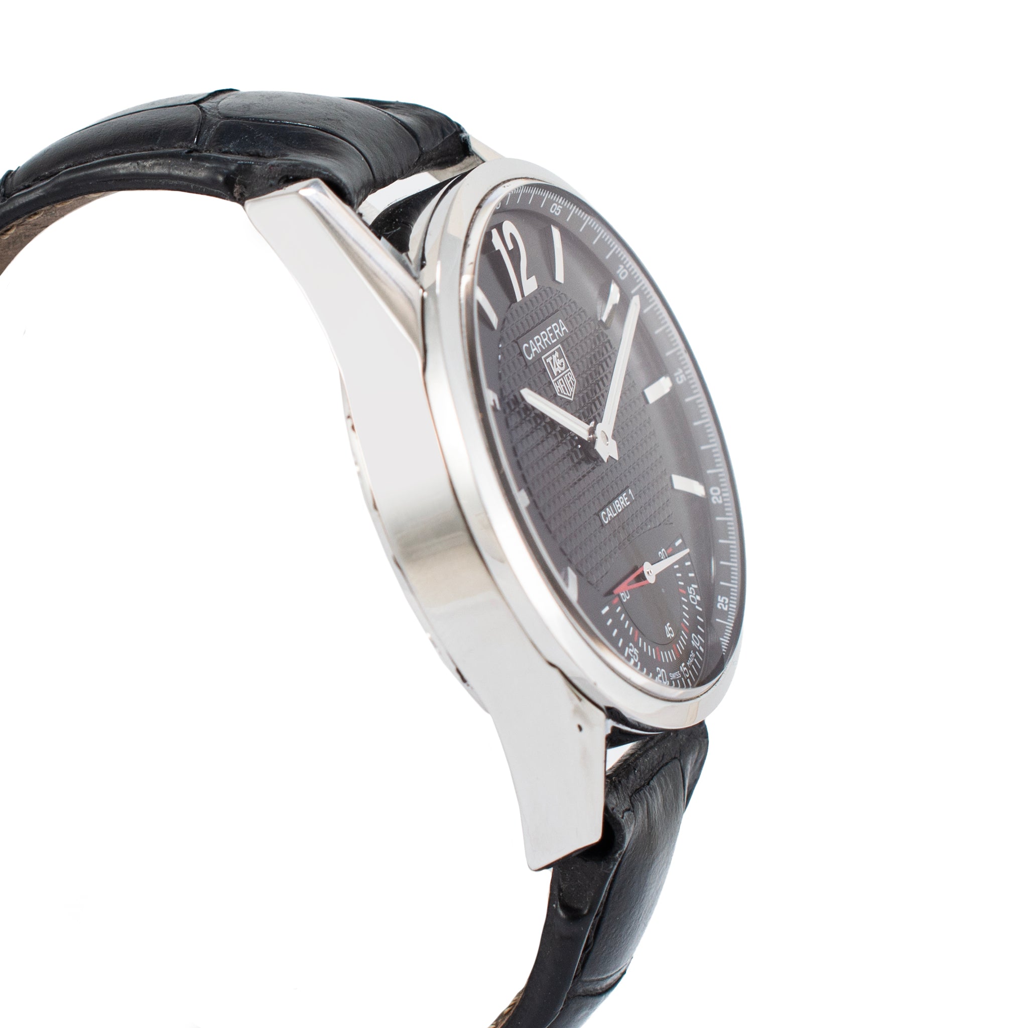 Tag Heuer Carrera 43MM wv3010.eb0025 Black Dial Steel Manual Wind Watch