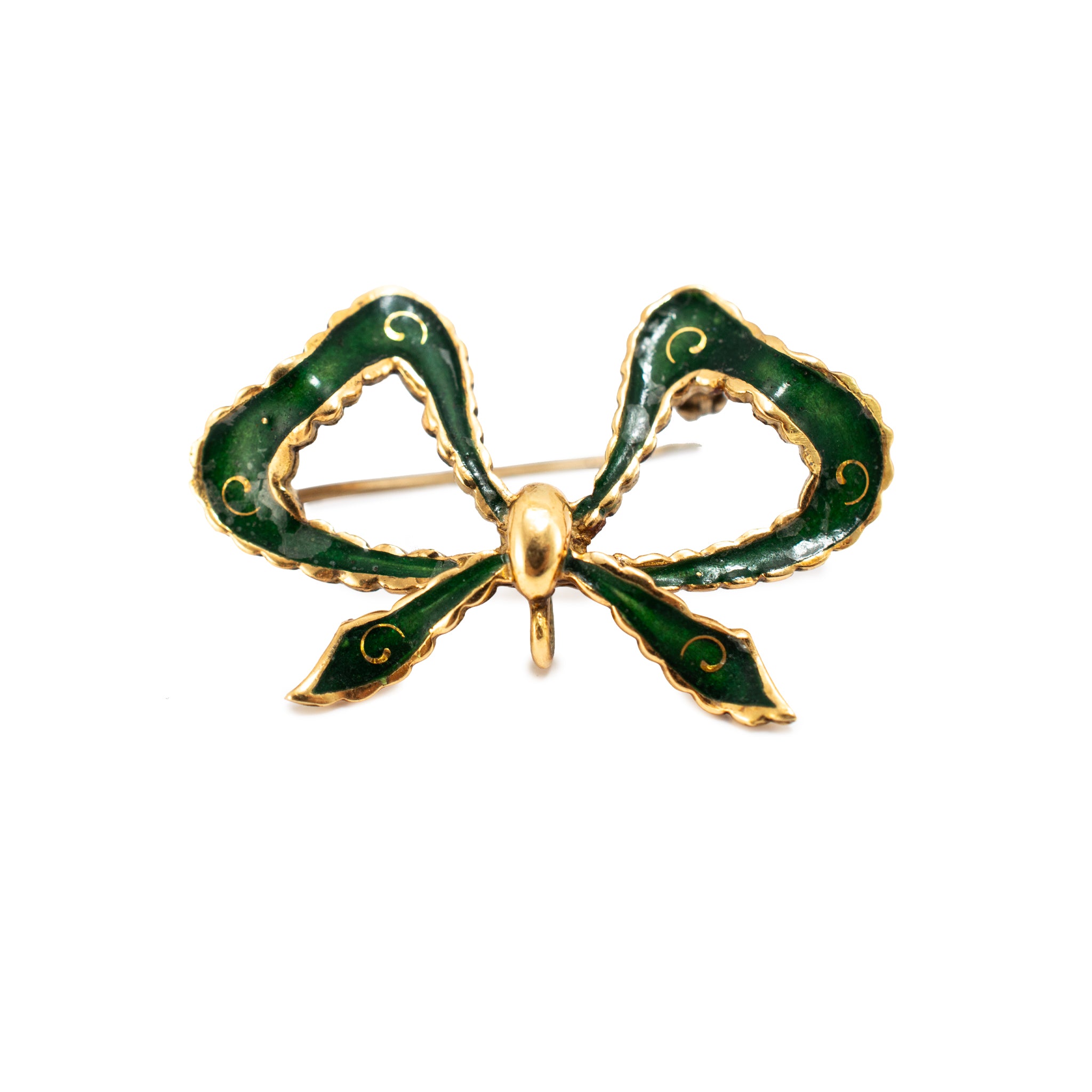 Ladies Art Nouveau Bucherer Lapel 18K Gold Enamel Bow PIN Vintage Pocket Watch