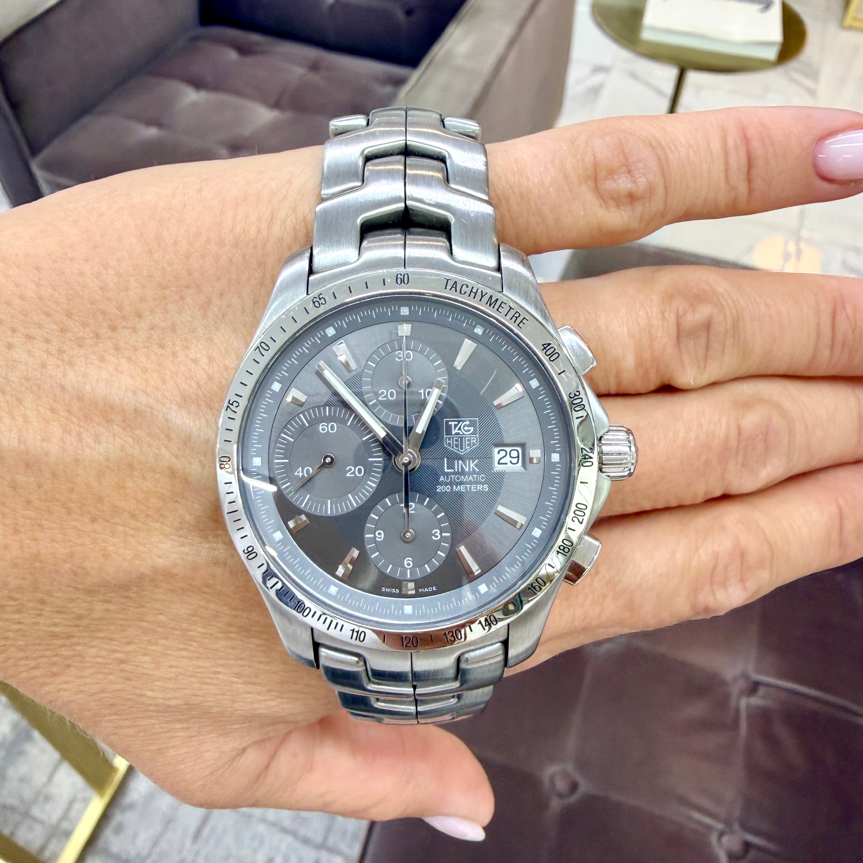 Tag Heuer Link 42MM CJF2115 Tachymeter Bezel Grey Dial Automatic Watch