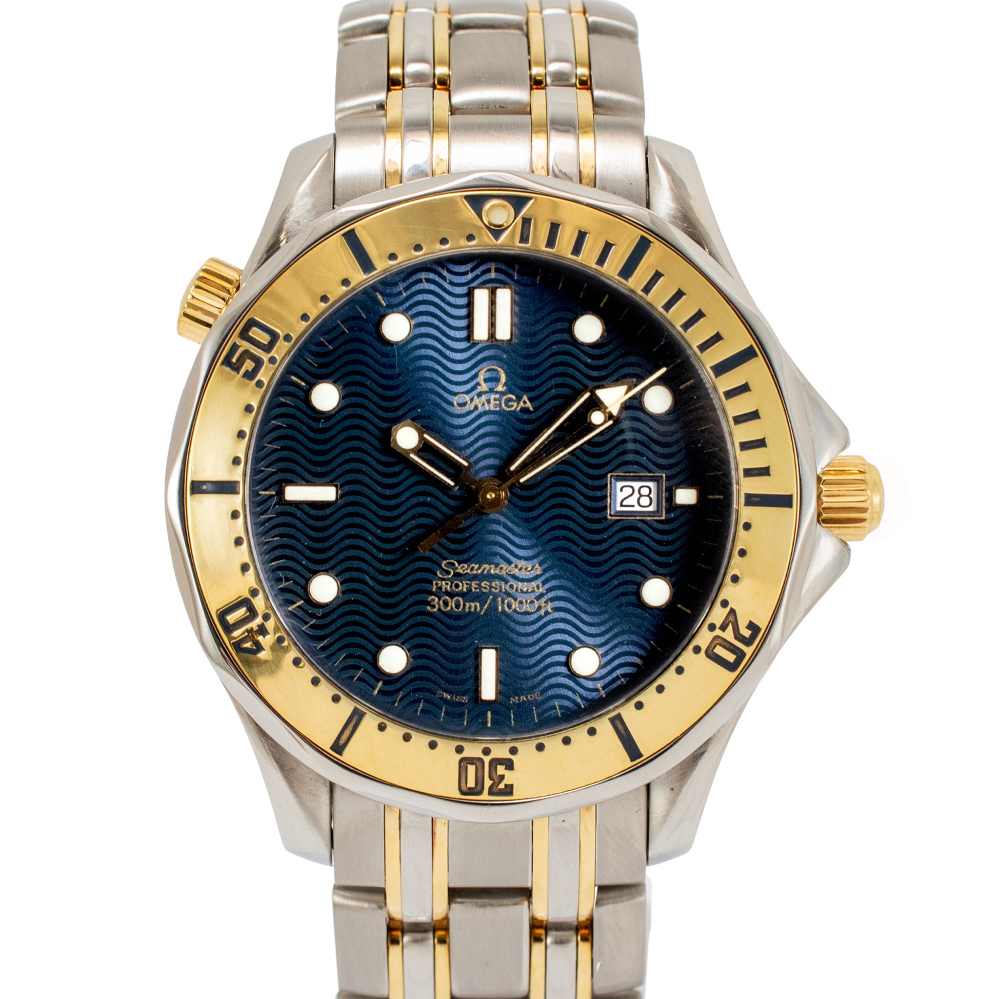Omega Seamaster 41MM 2342.80.00 Gold & Steel Royal Blue Dial Quartz Watch