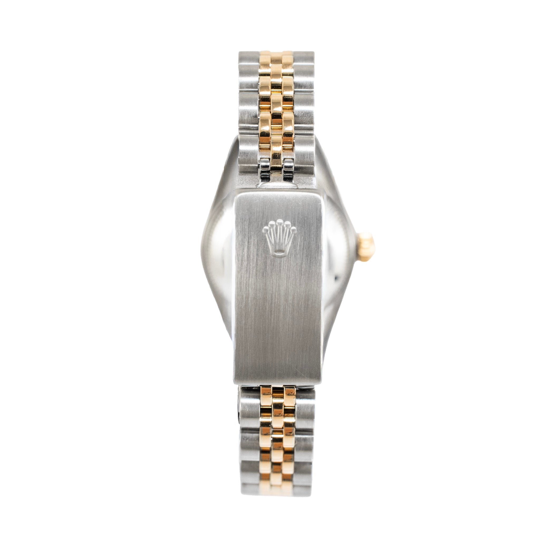 Ladies Rolex Datejust 26MM 69173 Champagne Tapestry Dial Fluted Gold Steel Watch