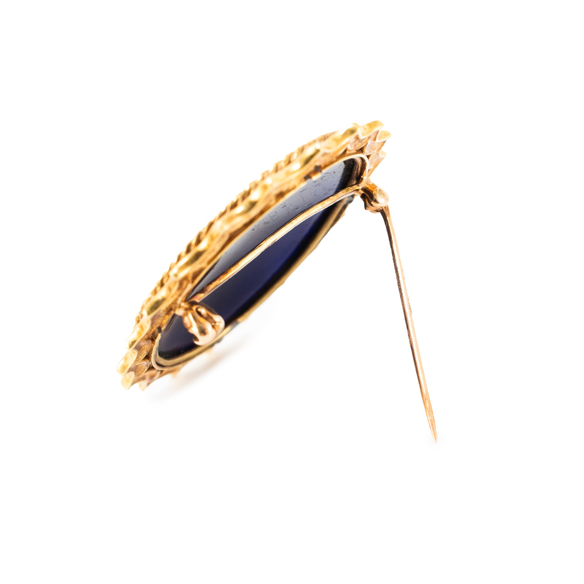 Victorian Antique French 18K Yellow Gold Enamel Lady Portrait Brooch PIN