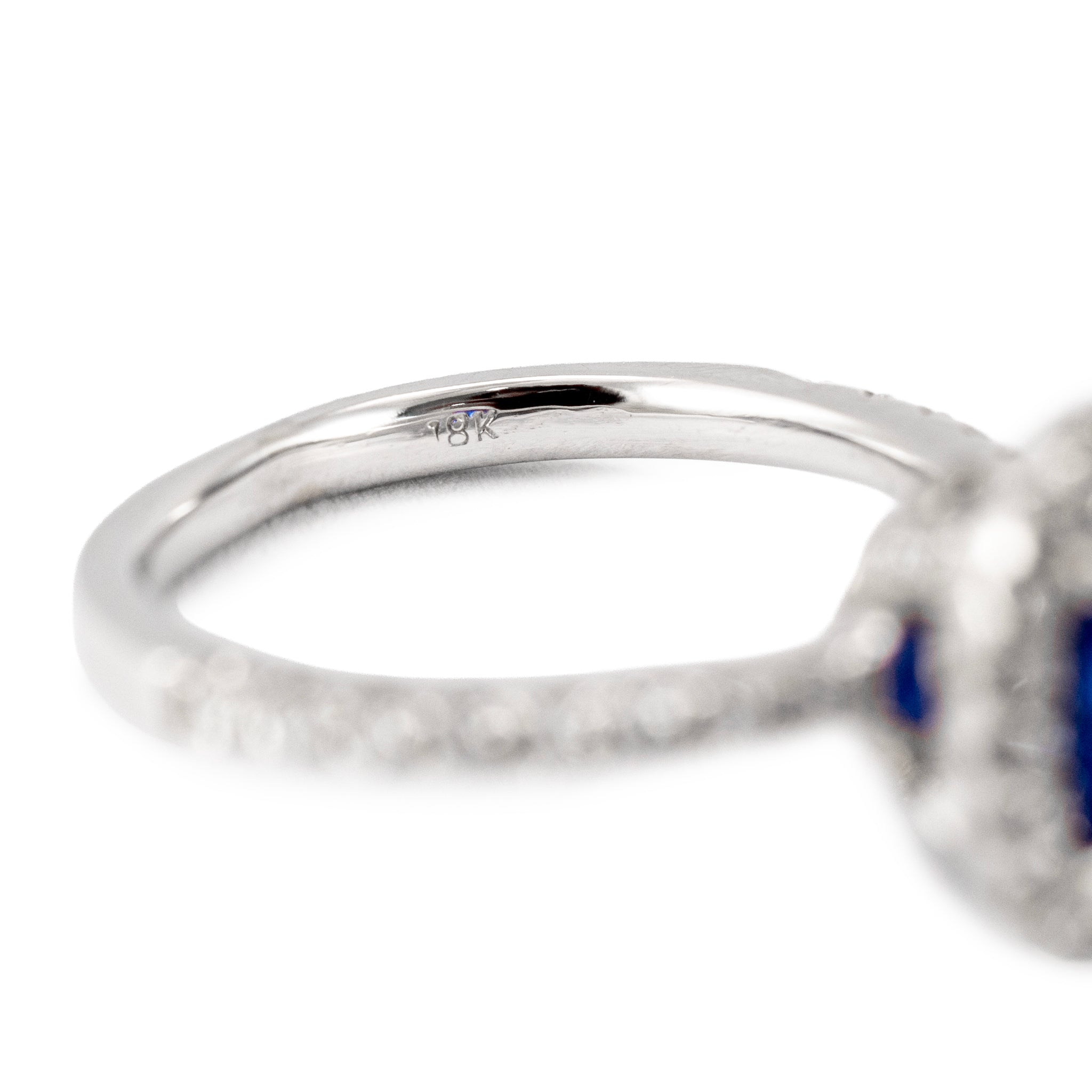 Ladies 18K White Gold 2.16ctw Gia Sri Lanka Sapphire Halo Diamond Cocktail Ring