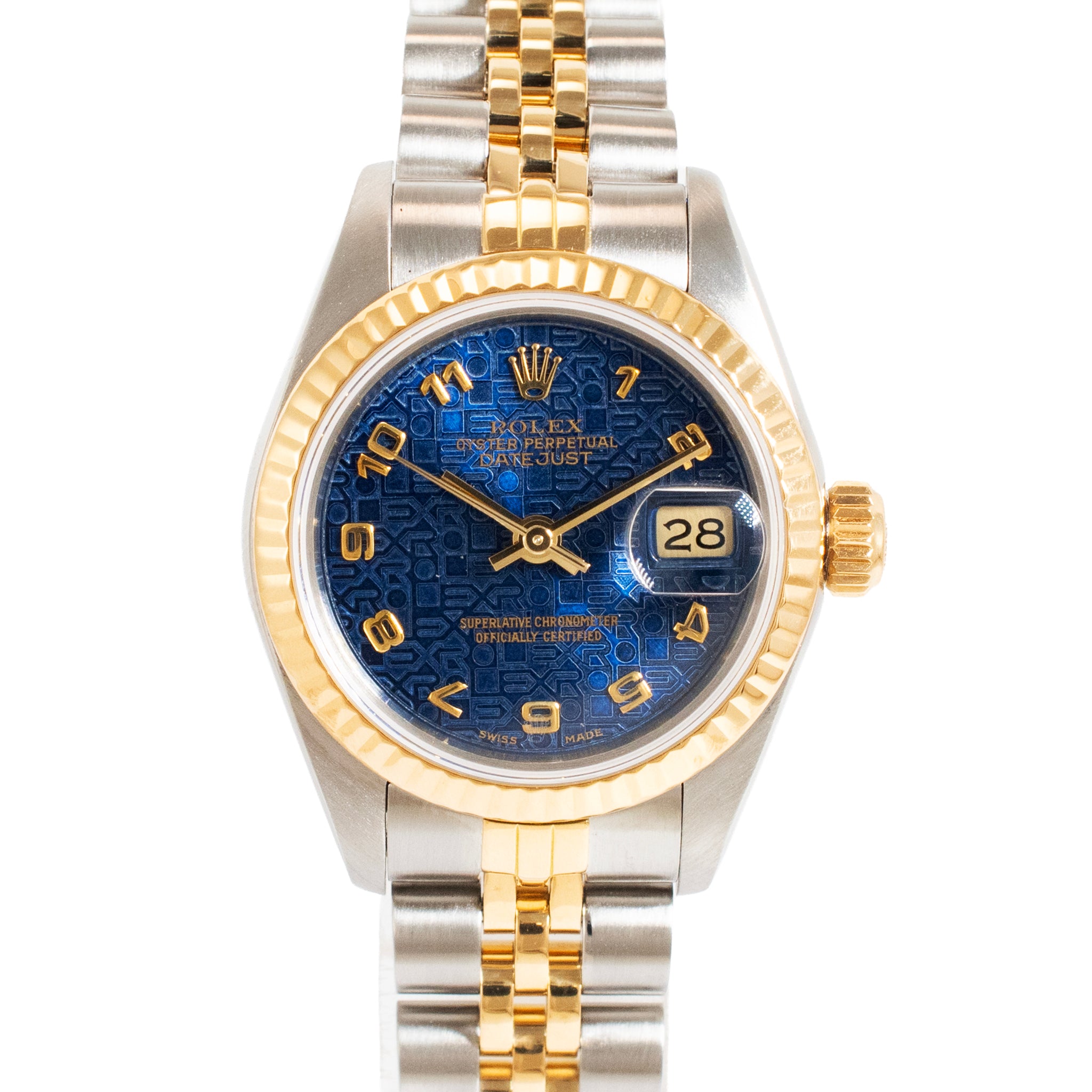 Ladies Rolex Datejust 26MM 69173 Jubilee Anniversary Dial 18K Gold Steel Watch
