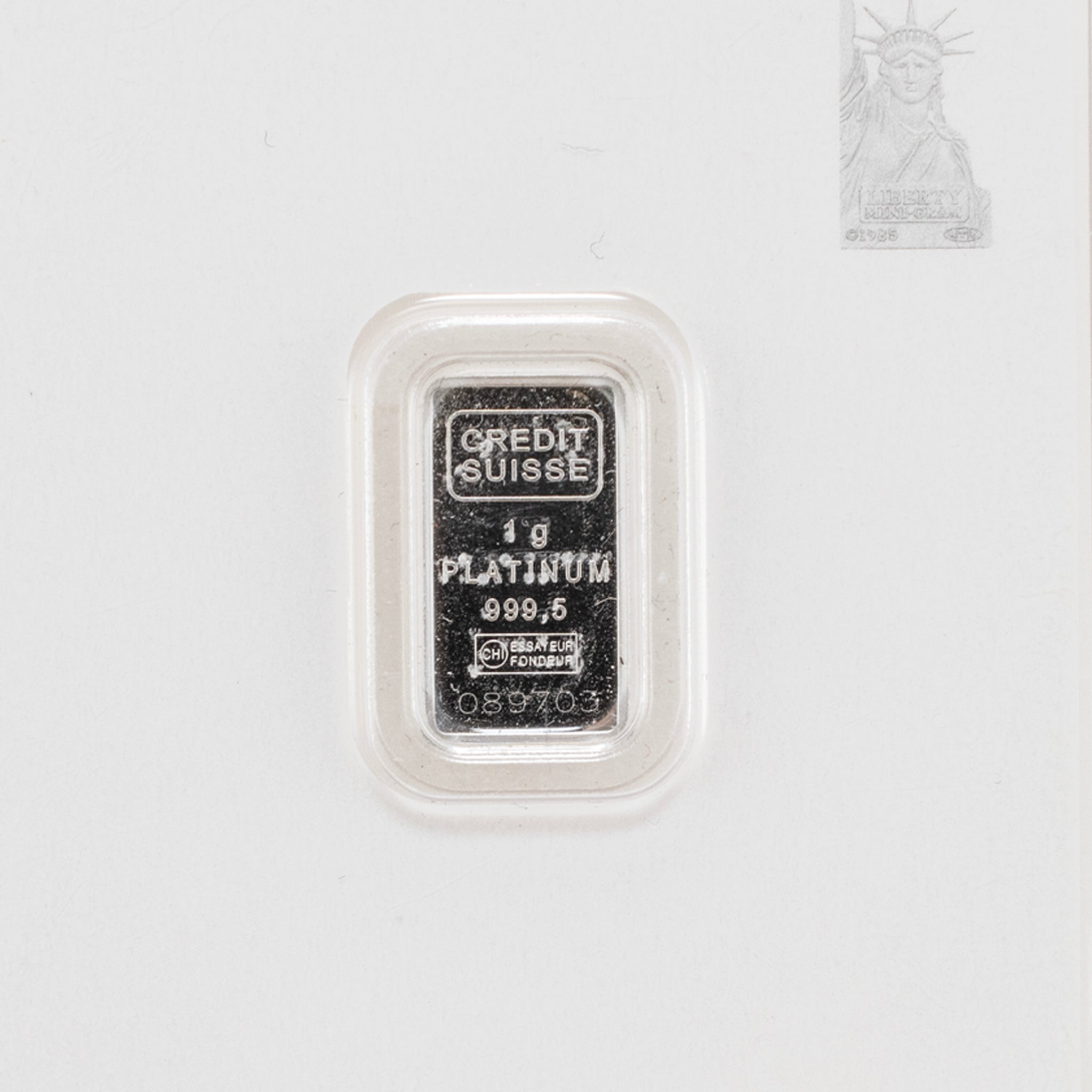 Valcambi Suisse 1 Gram .9995 Assay Card Credit Suisse Platinum Bullion Bar