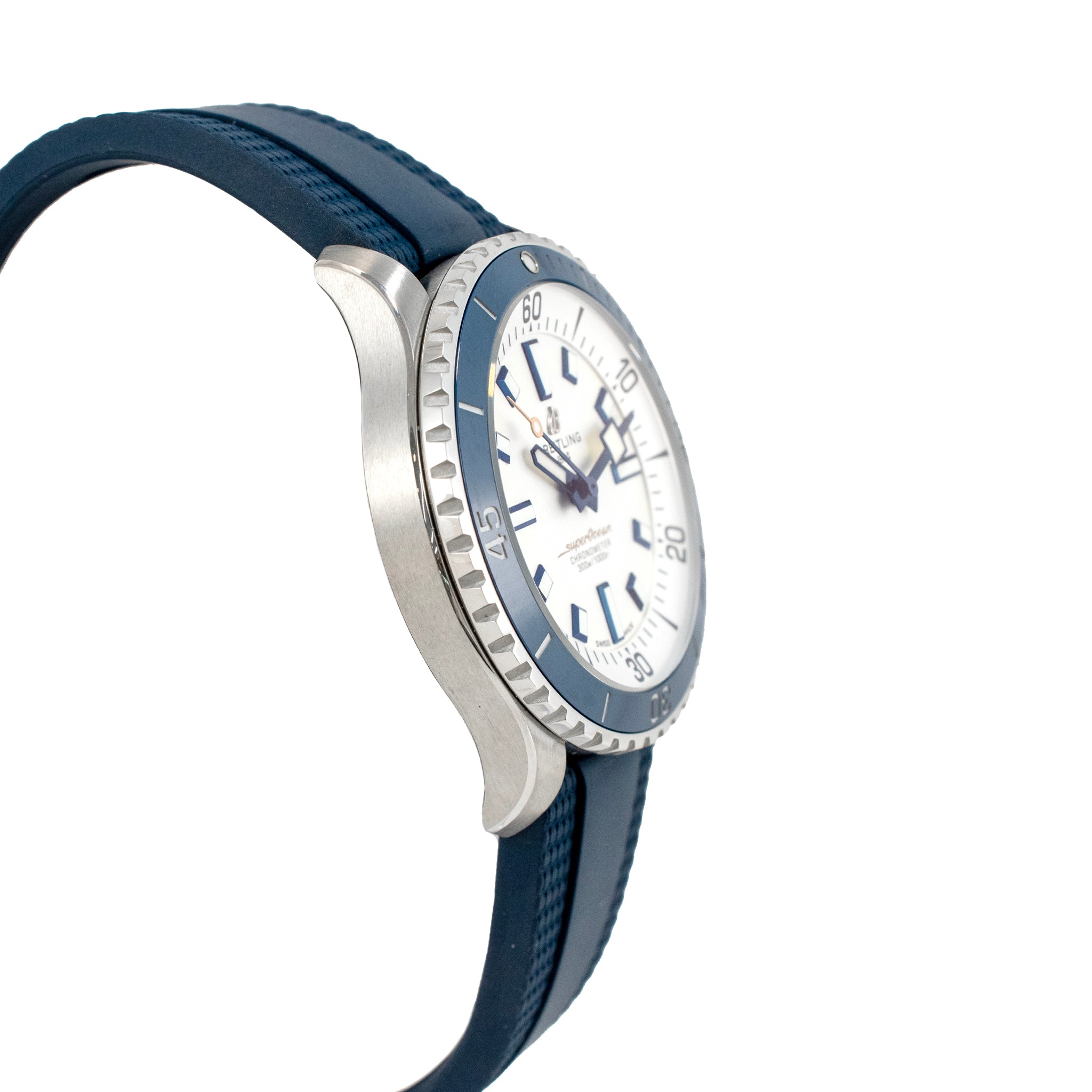 Breitling Superocean 42MM a17375e71g1s1 White Dial Blue Rubber Band Steel Watch