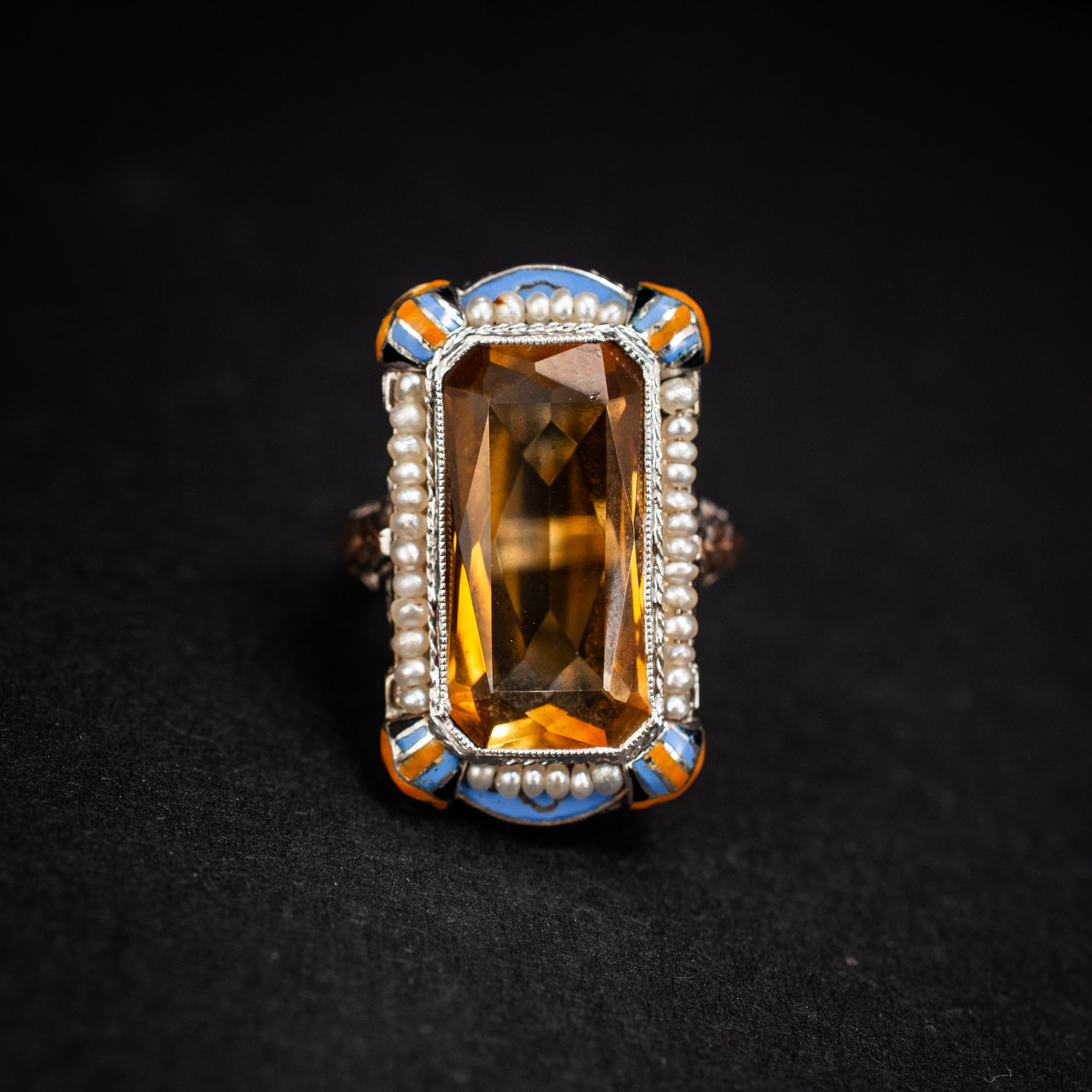 Cocktail & Statement Ring Citrine 6.63ct 14K White Gold Antique 452774 available at DJP Jewelers & Luxury Buyers