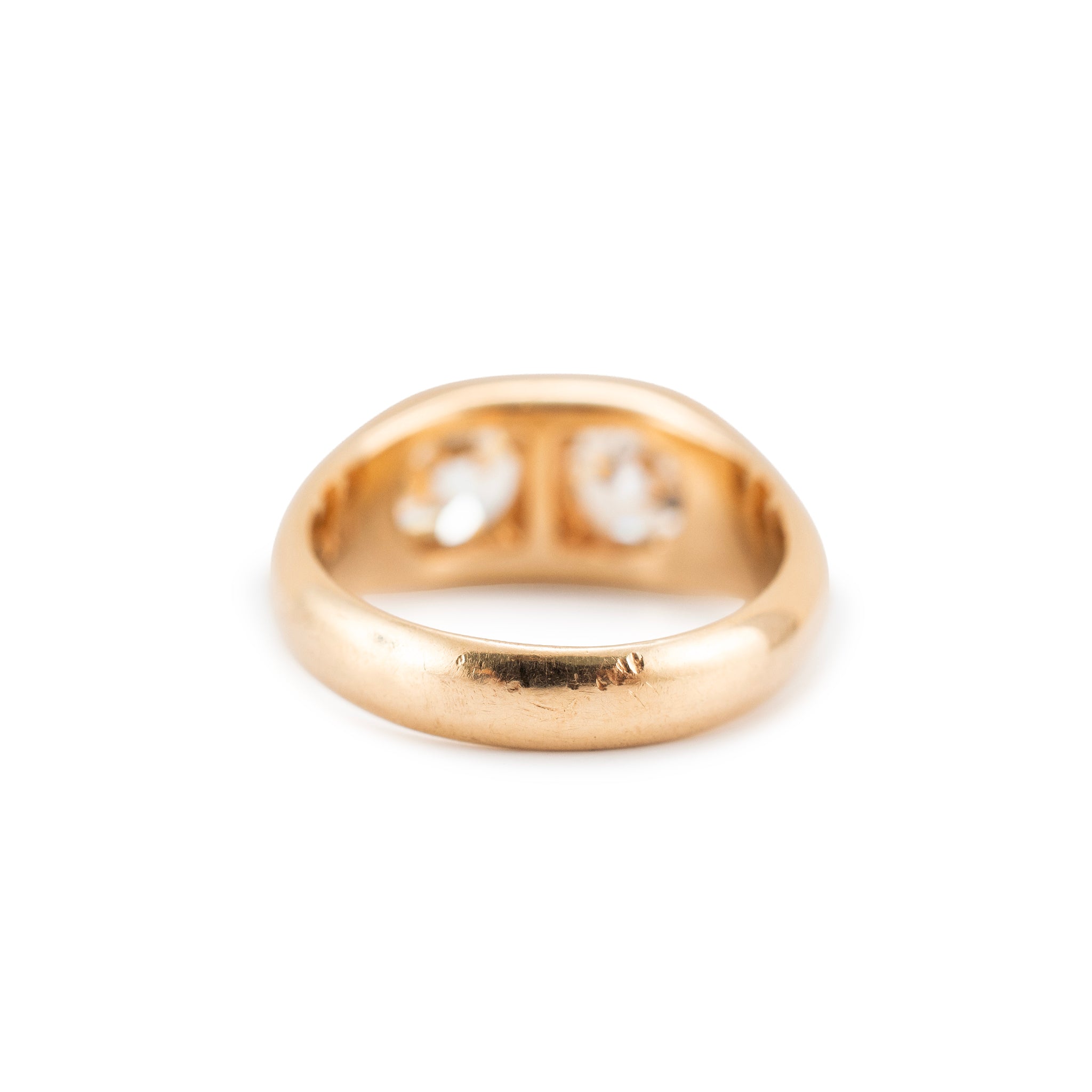 Unisex Vintage 14K Yellow Gold Gia 3.75ct Two Bezel Set Diamond Cocktail Ring