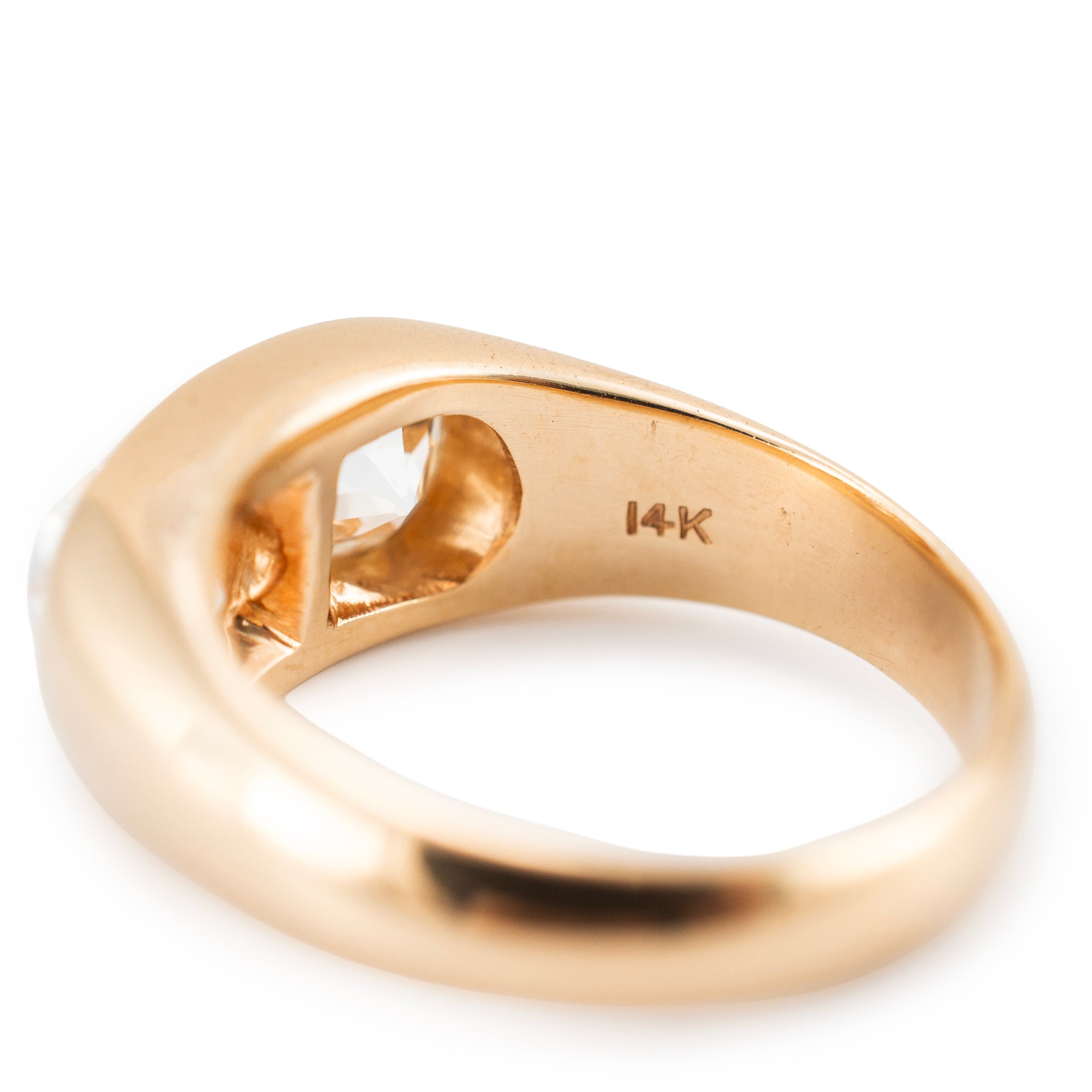 Unisex Vintage 14K Yellow Gold Gia 3.75ct Two Bezel Set Diamond Cocktail Ring