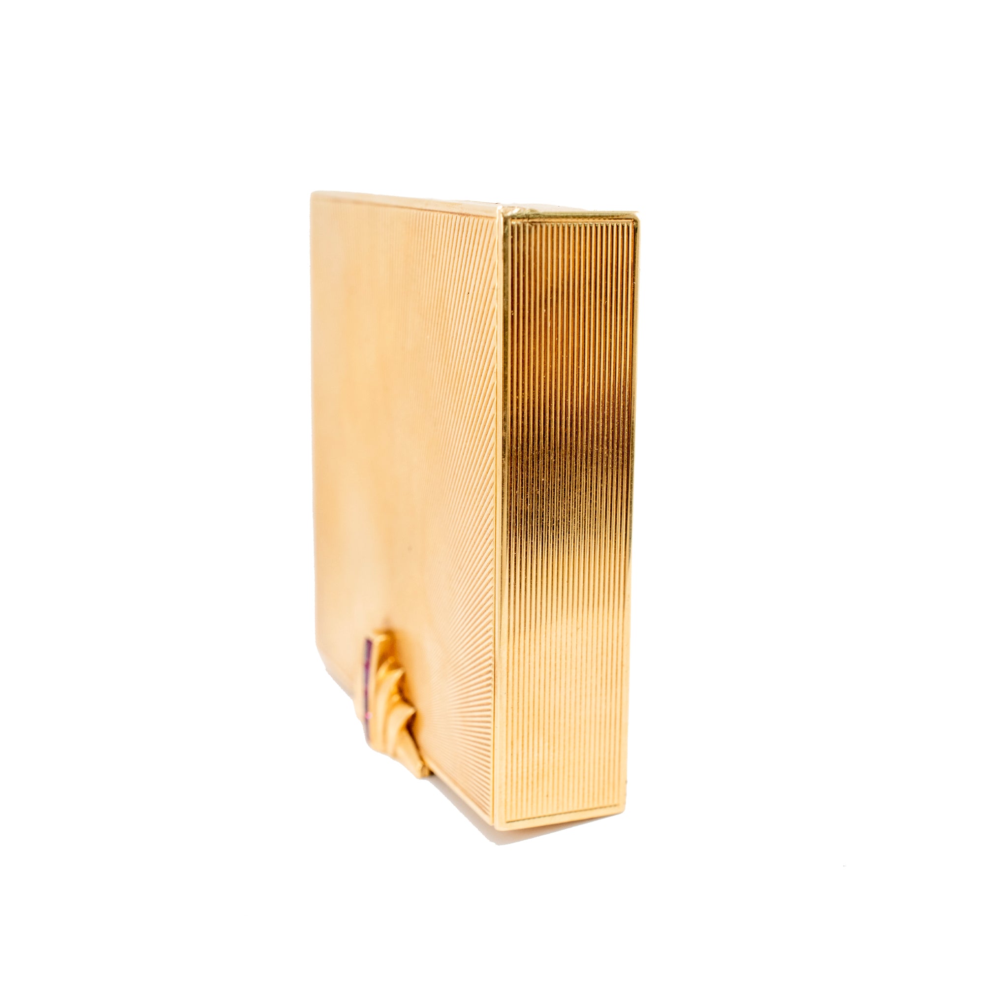 Vintage Tiffany & Co. 14K Yellow Gold Ruby Powder Case Compact Mirror Box