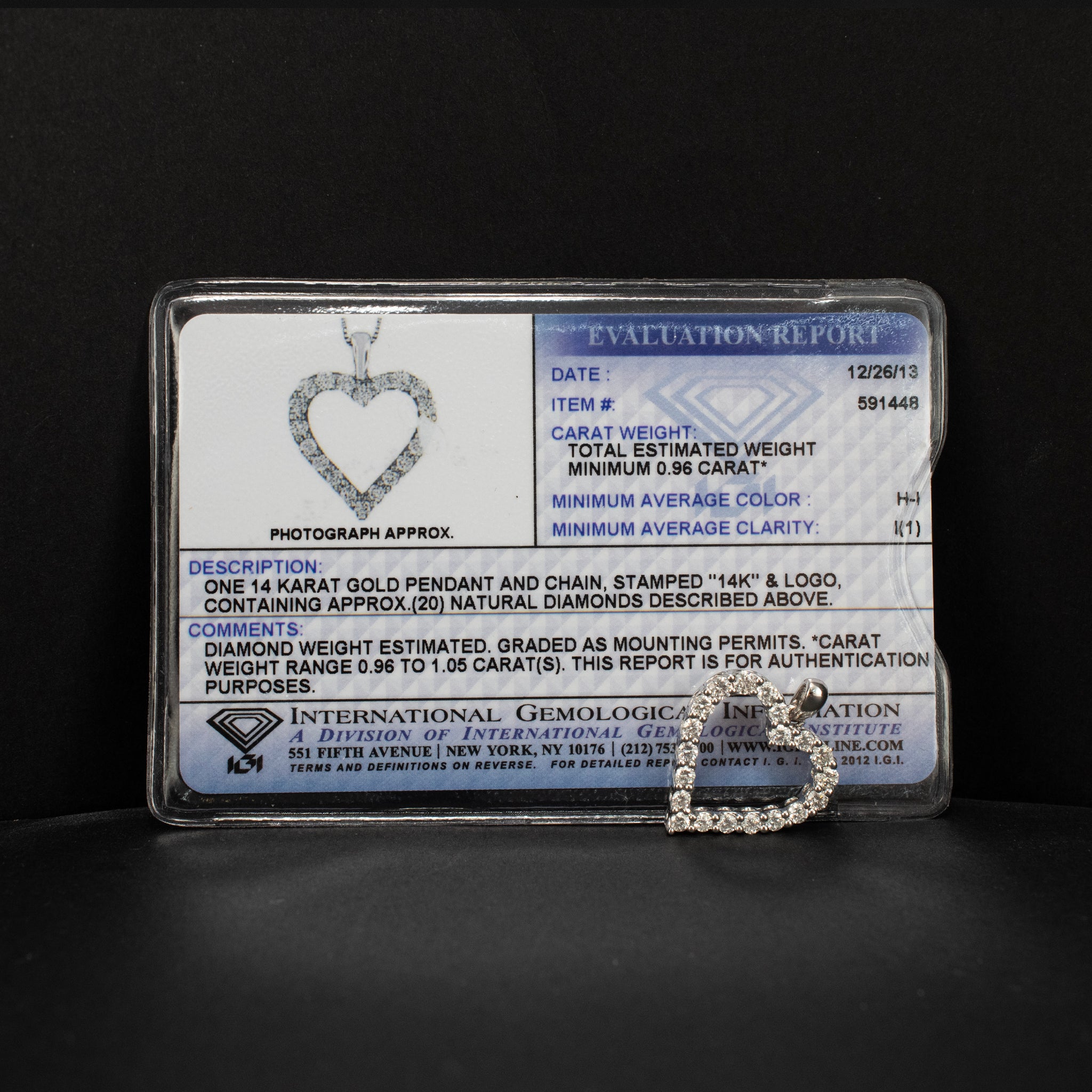 IGI Pendant 14K White Gold Charm Modern Style 452962 DJP Jewelers & Luxury Buyers