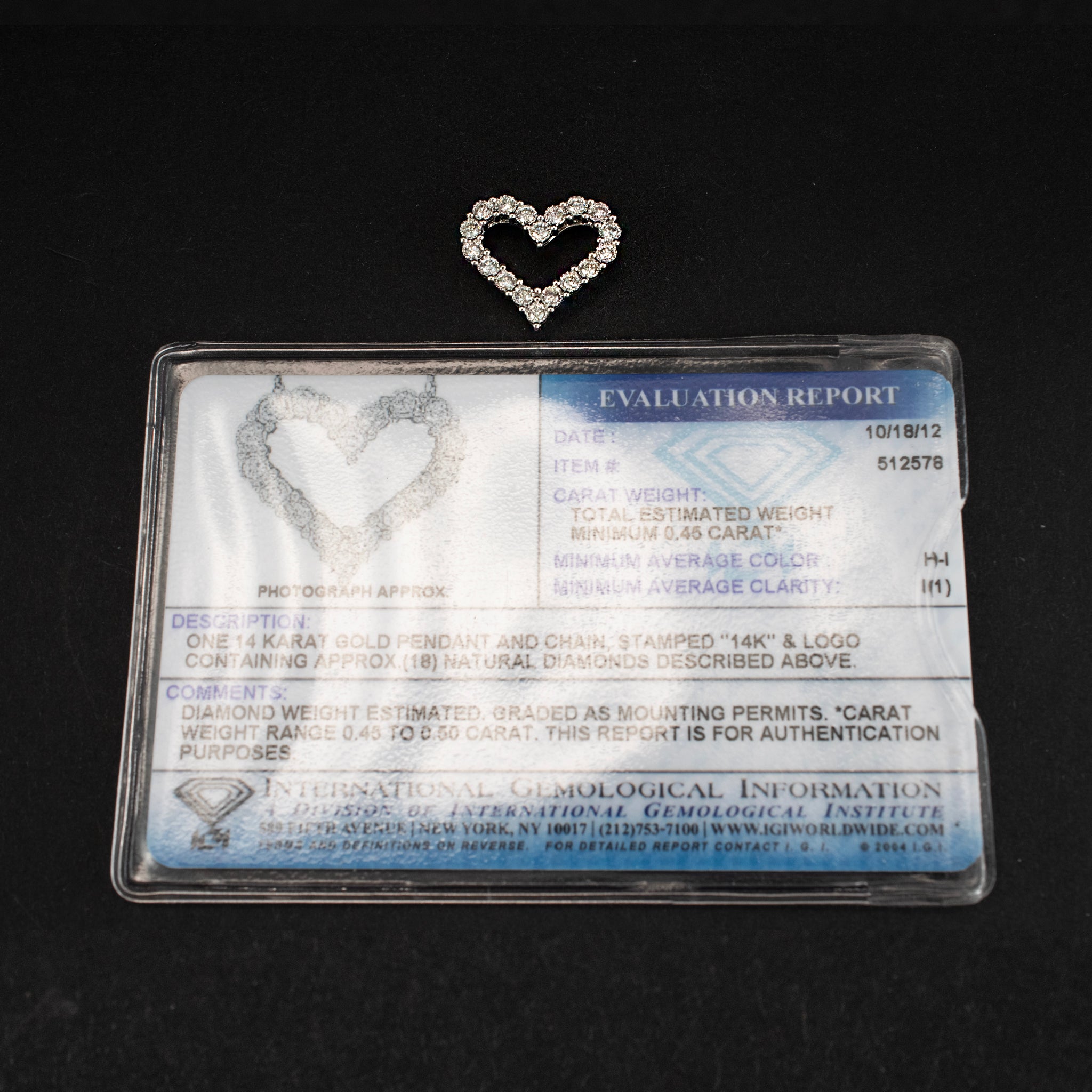 IGI Pendant 14K White Gold Charm Modern Style 452963 DJP Jewelers & Luxury Buyers