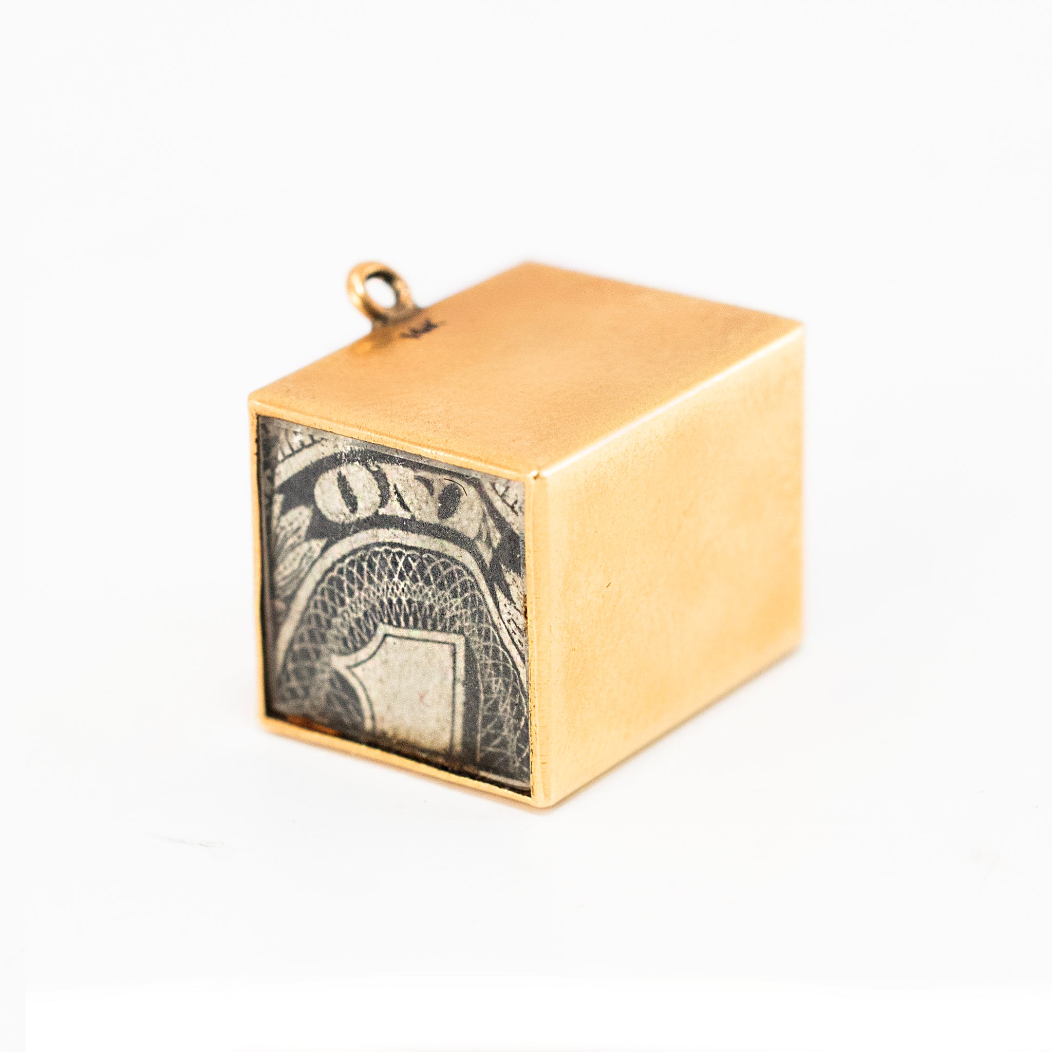 Vintage 14K Yellow Gold in Emergency Break Glass Dollar Bill Charm Pendant