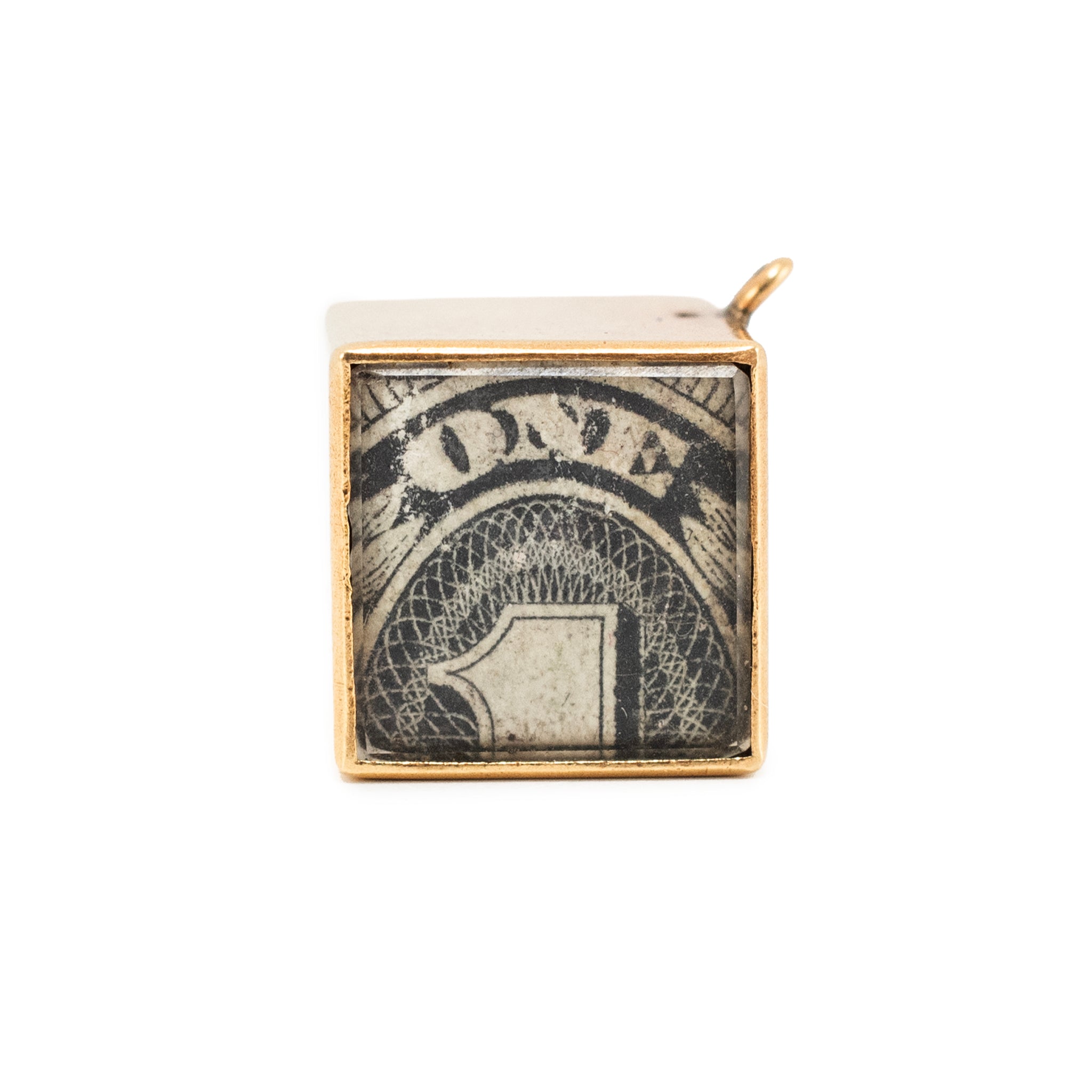 Vintage 14K Yellow Gold in Emergency Break Glass Dollar Bill Charm Pendant