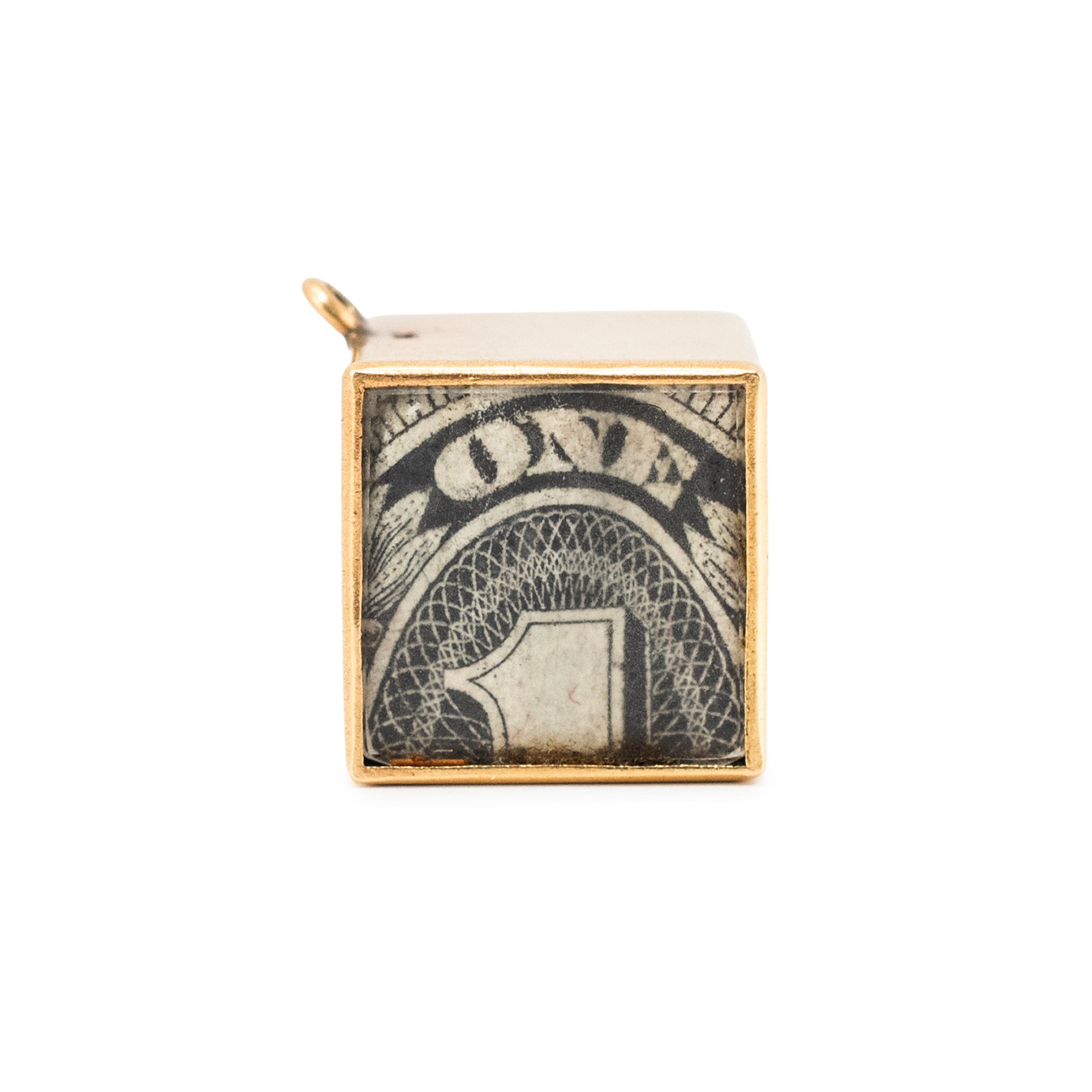 Vintage 14K Yellow Gold in Emergency Break Glass Dollar Bill Charm Pendant