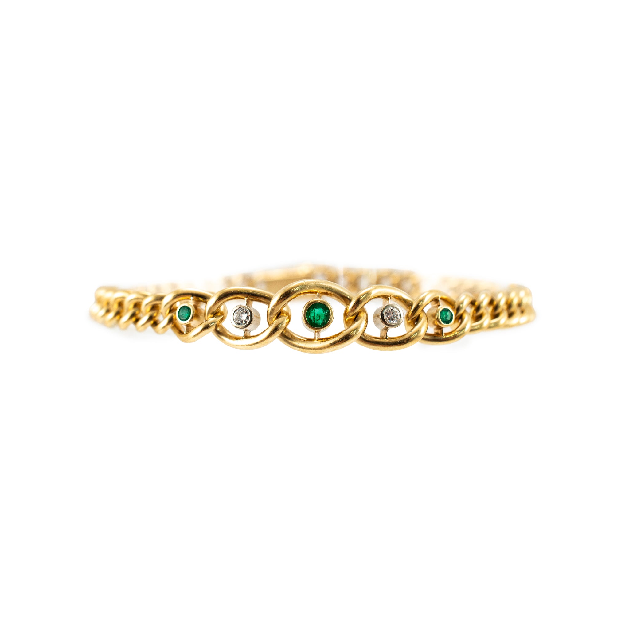 18K yellow gold Emerald Diamond Link Bracelet, SKU 453002, available at DJP Jewelers & Luxury Buyers