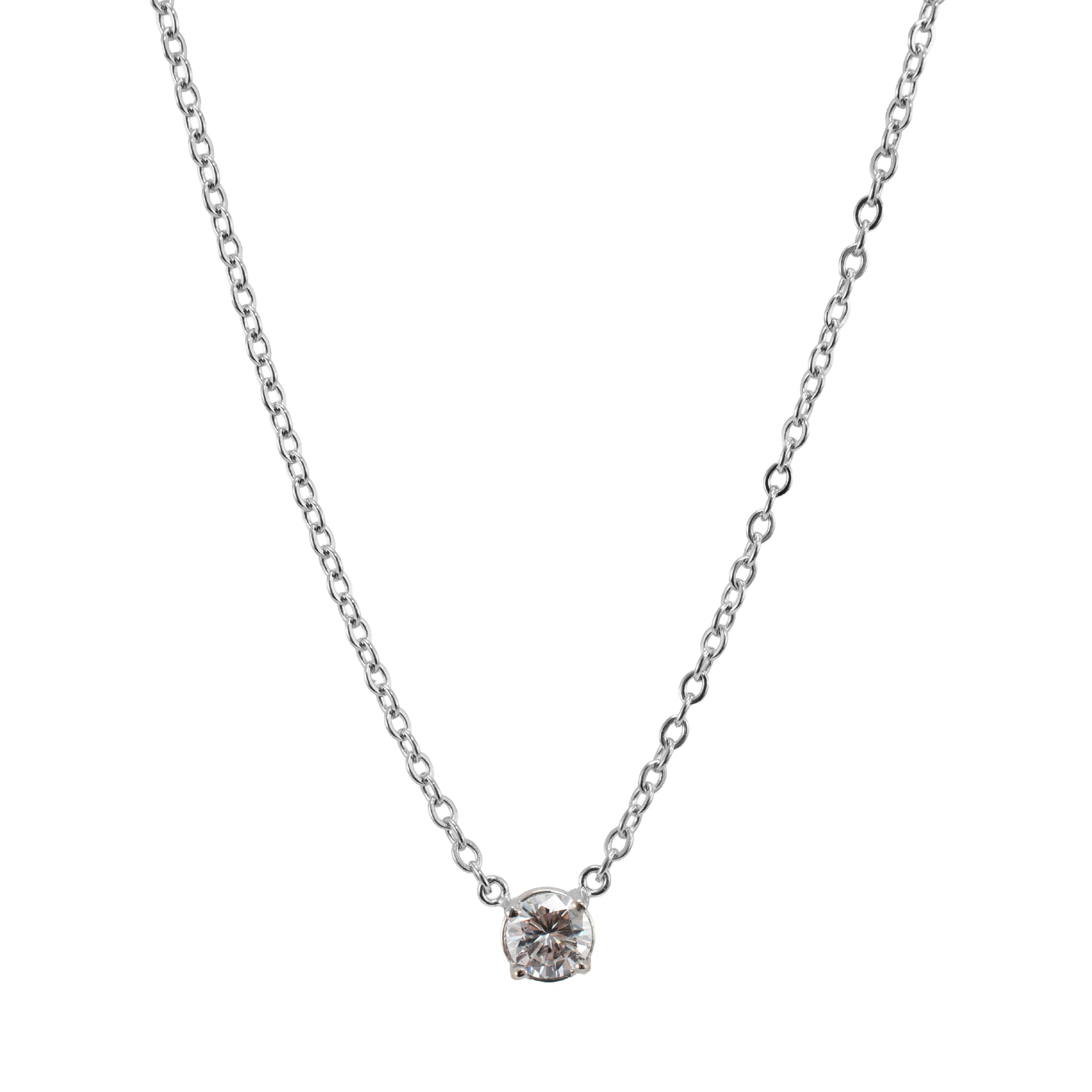 Unisex 18K White & Yellow Gold 0.51ct Diamond Solitaire Chocker Pendant Necklace