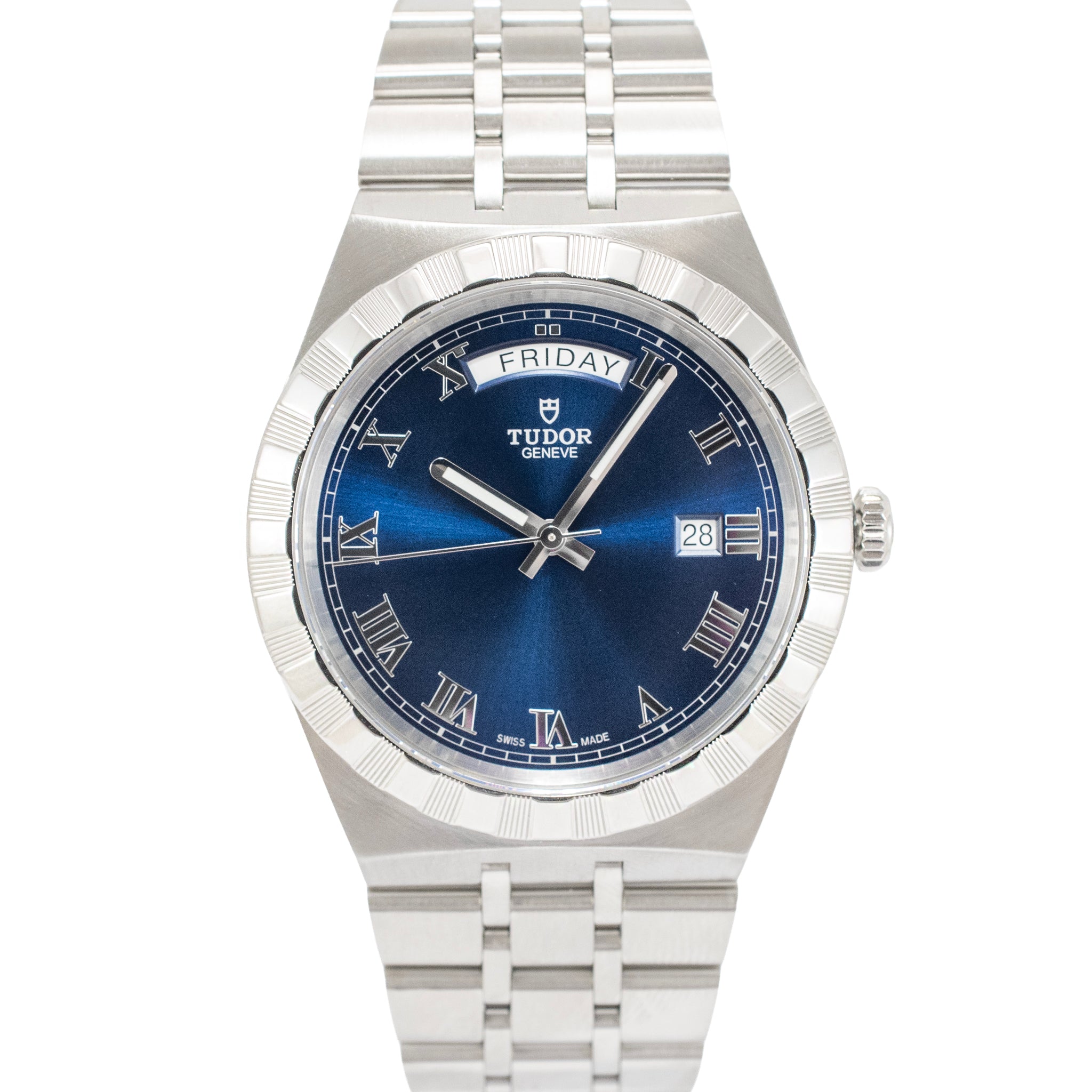 Tudor Royal 41MM 28600 Roman Blue Dial Day-Date Stainless Steel Automatic Watch