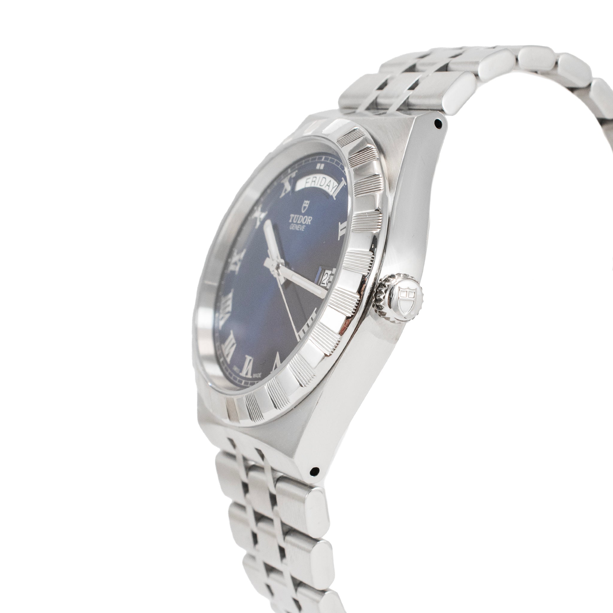 Tudor Royal 41MM 28600 Roman Blue Dial Day-Date Stainless Steel Automatic Watch