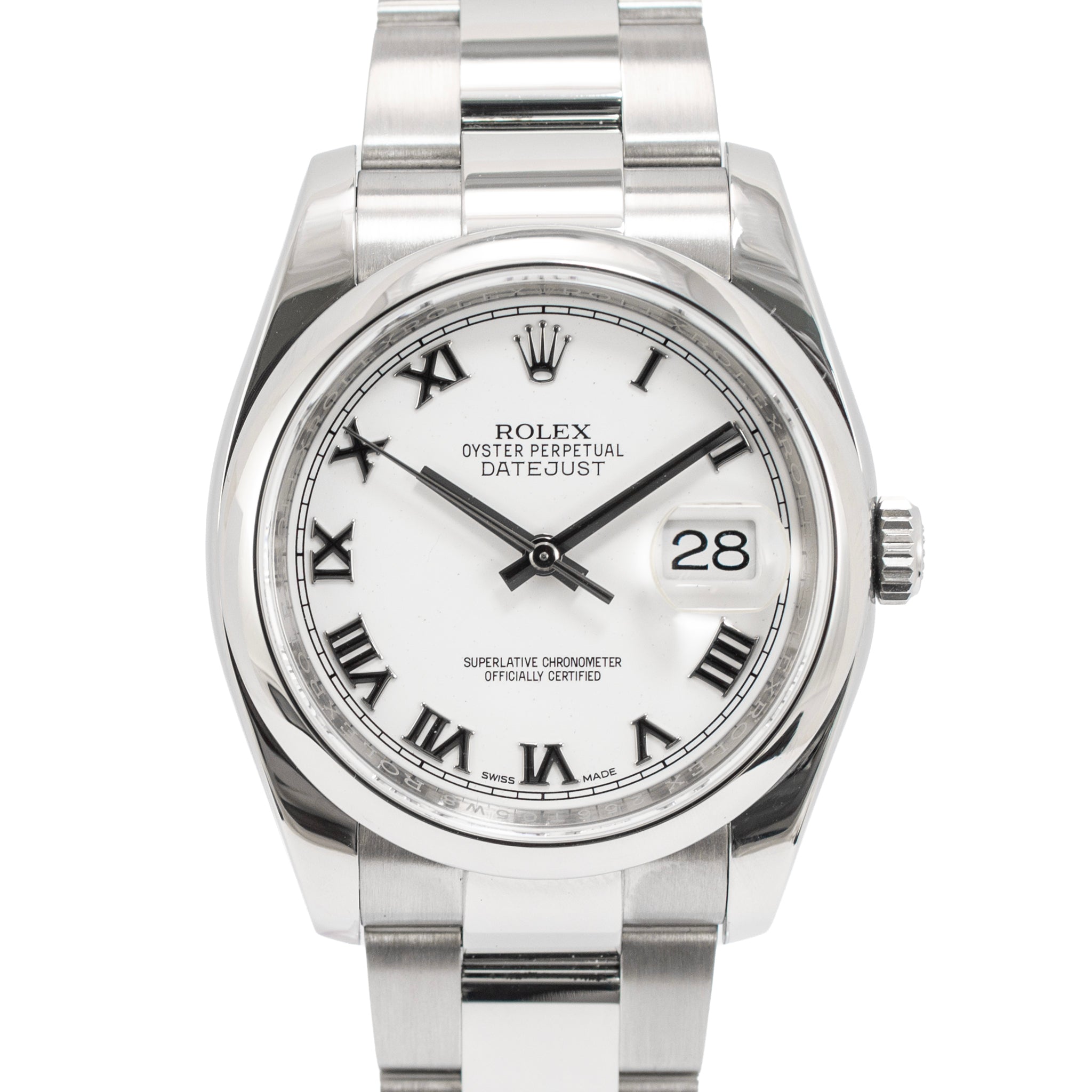 Rolex Datejust 36MM 116200 White Roman Oyster Stainless Steel Automatic Watch