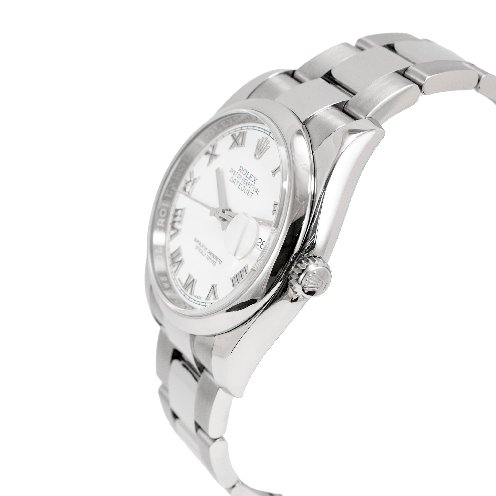 Rolex Datejust 36MM 116200 White Roman Oyster Stainless Steel Automatic Watch