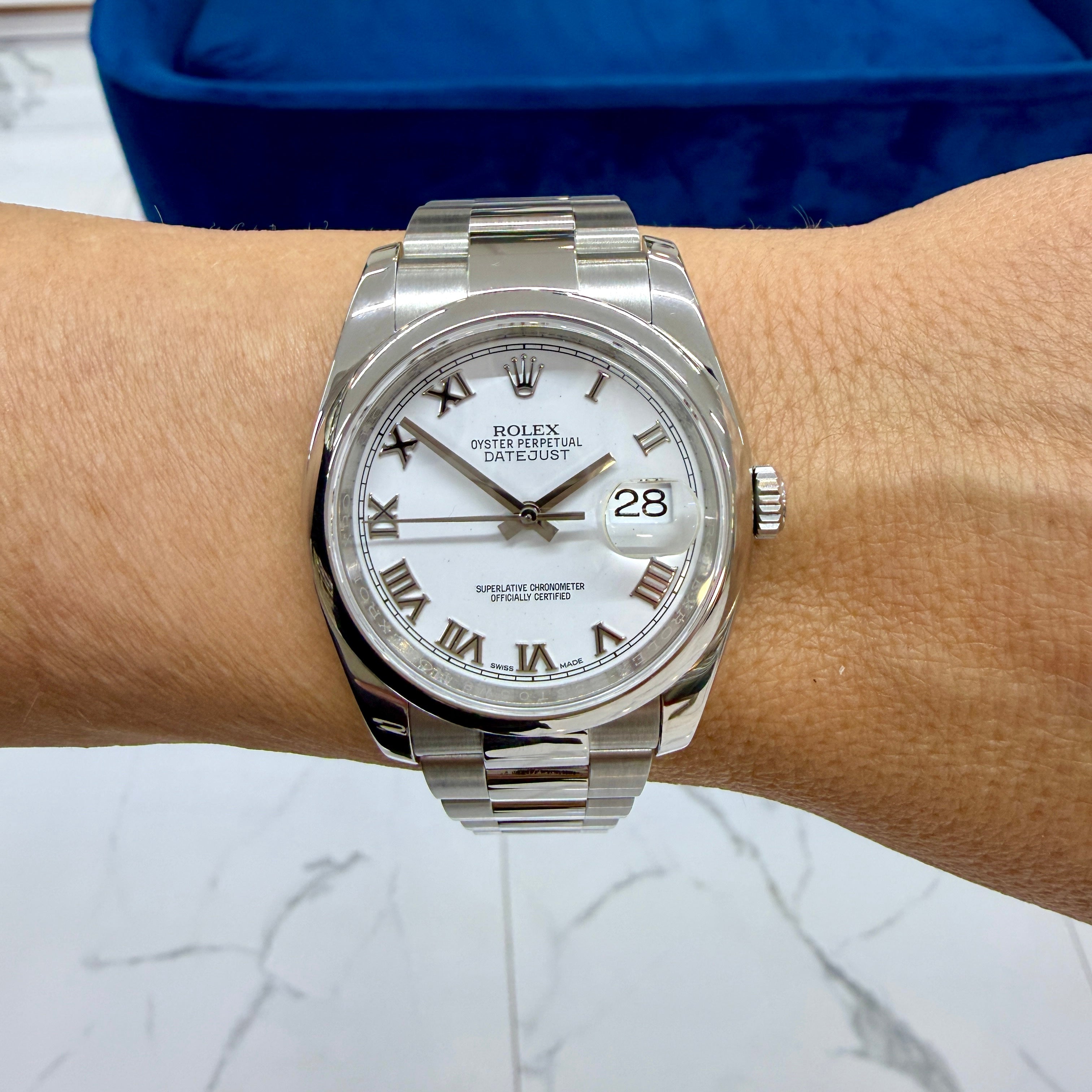 Rolex Datejust 36MM 116200 White Roman Oyster Stainless Steel Automatic Watch