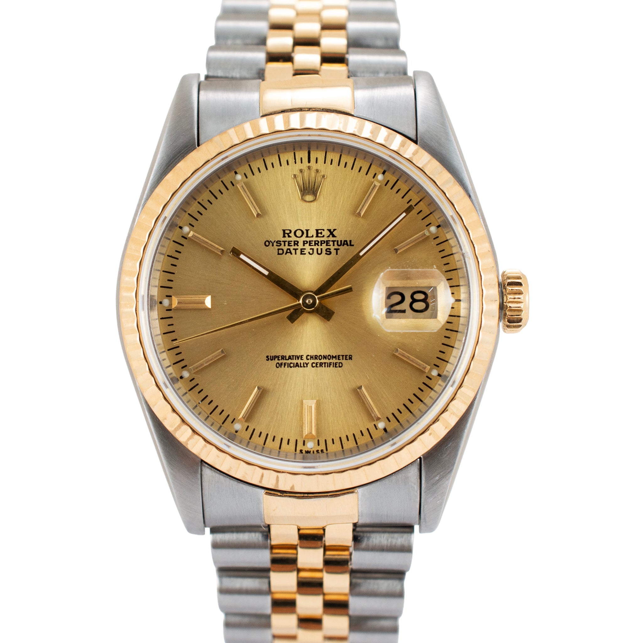 Rolex Datejust 36MM 16233 Champaign Dial Two Tone Gold Steel Automatic Watch