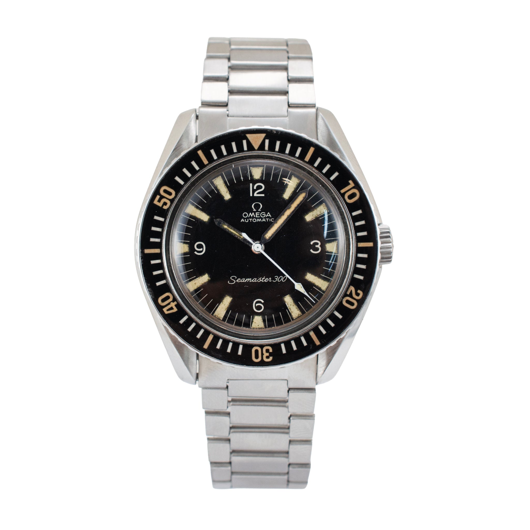 Vintage 1966 Omega Seamaster 300 41MM X 48MM 165.024 Black Steel Automatic Watch