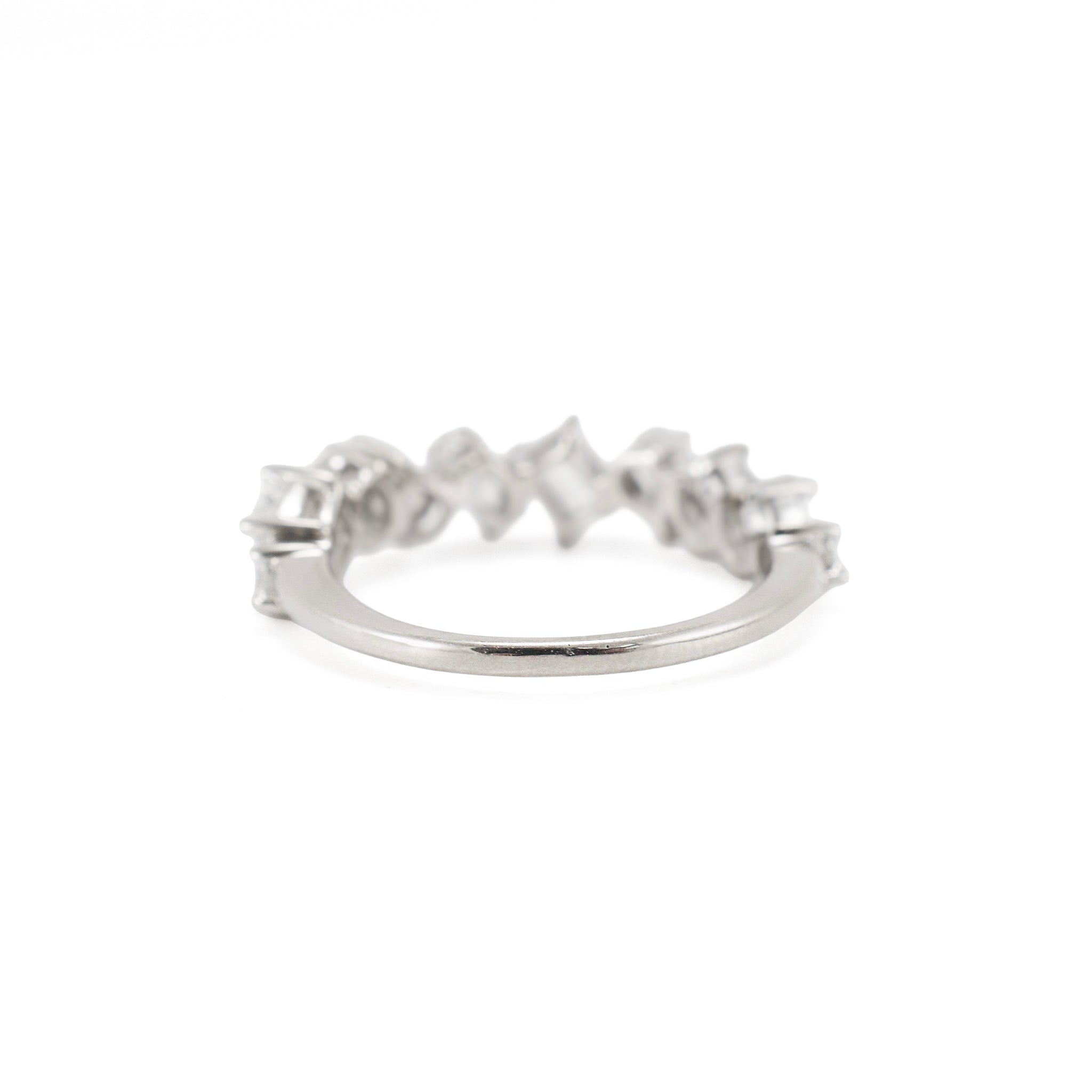 14K White Gold 1.52ctw Staggered Mixed Multi Shape Diamond Eternity Band Ring