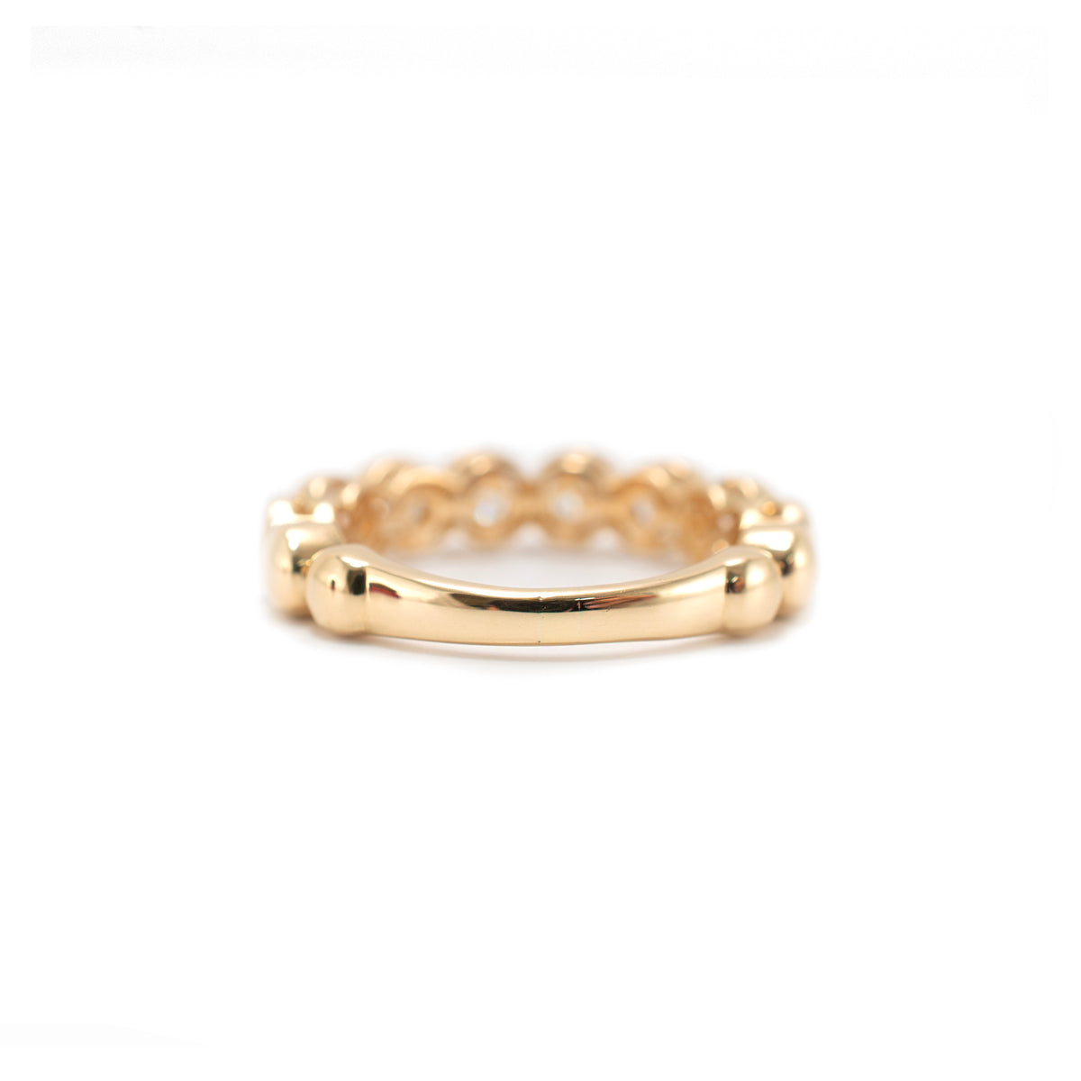 Ladies 18K Yellow Gold 1.50ctw Bezel Set Half Eternity Band Ring