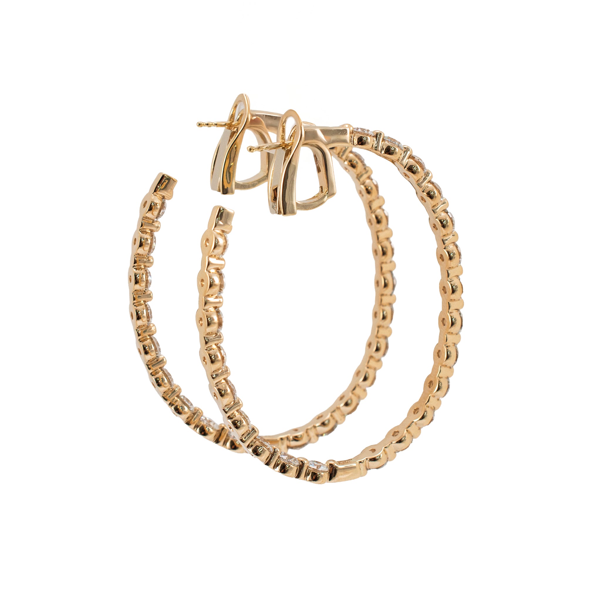 Ladies 14K Rose Gold 10.08ctw Lab Grown Diamond Inside Out Oval Hoop Earrings