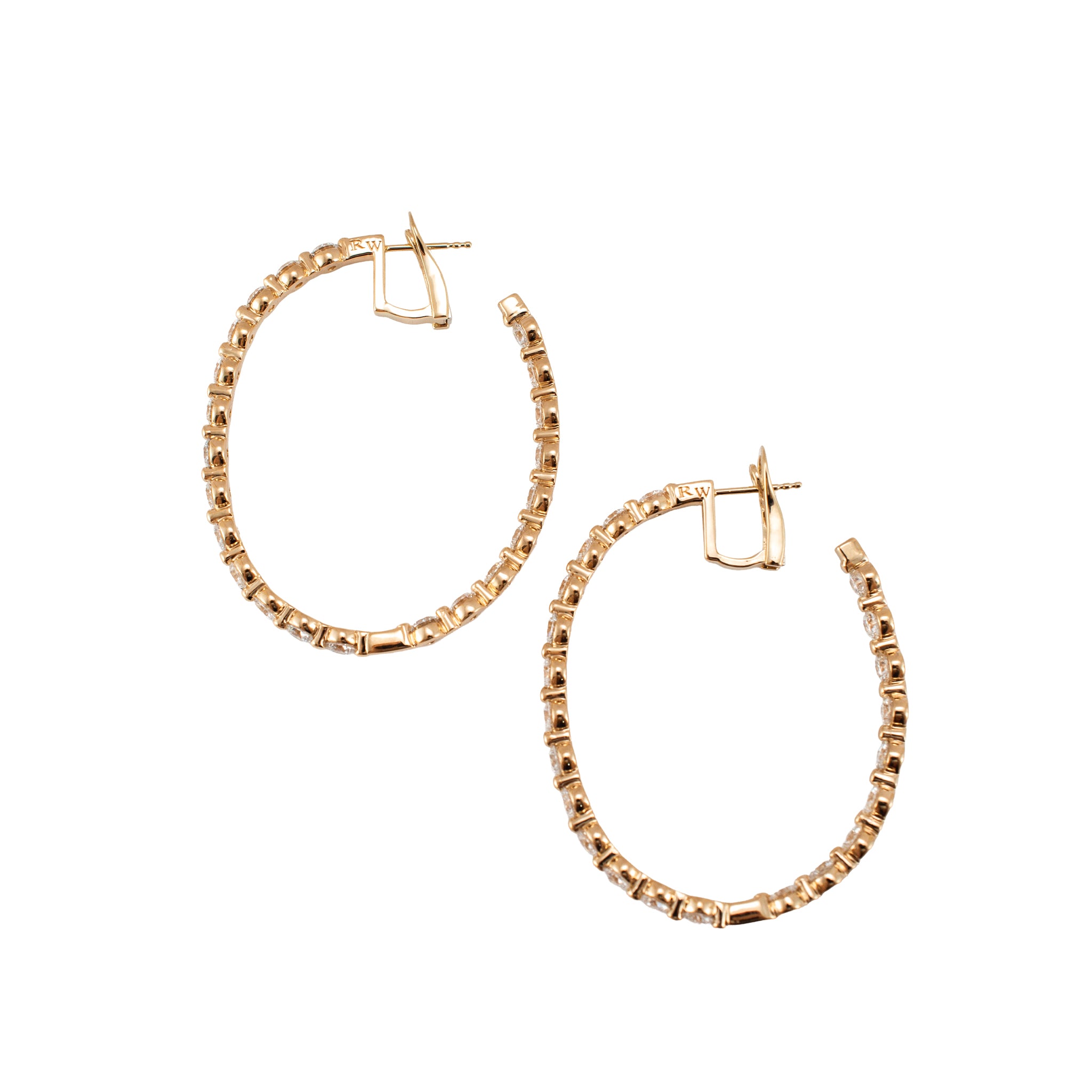 Ladies 14K Rose Gold 10.08ctw Lab Grown Diamond Inside Out Oval Hoop Earrings