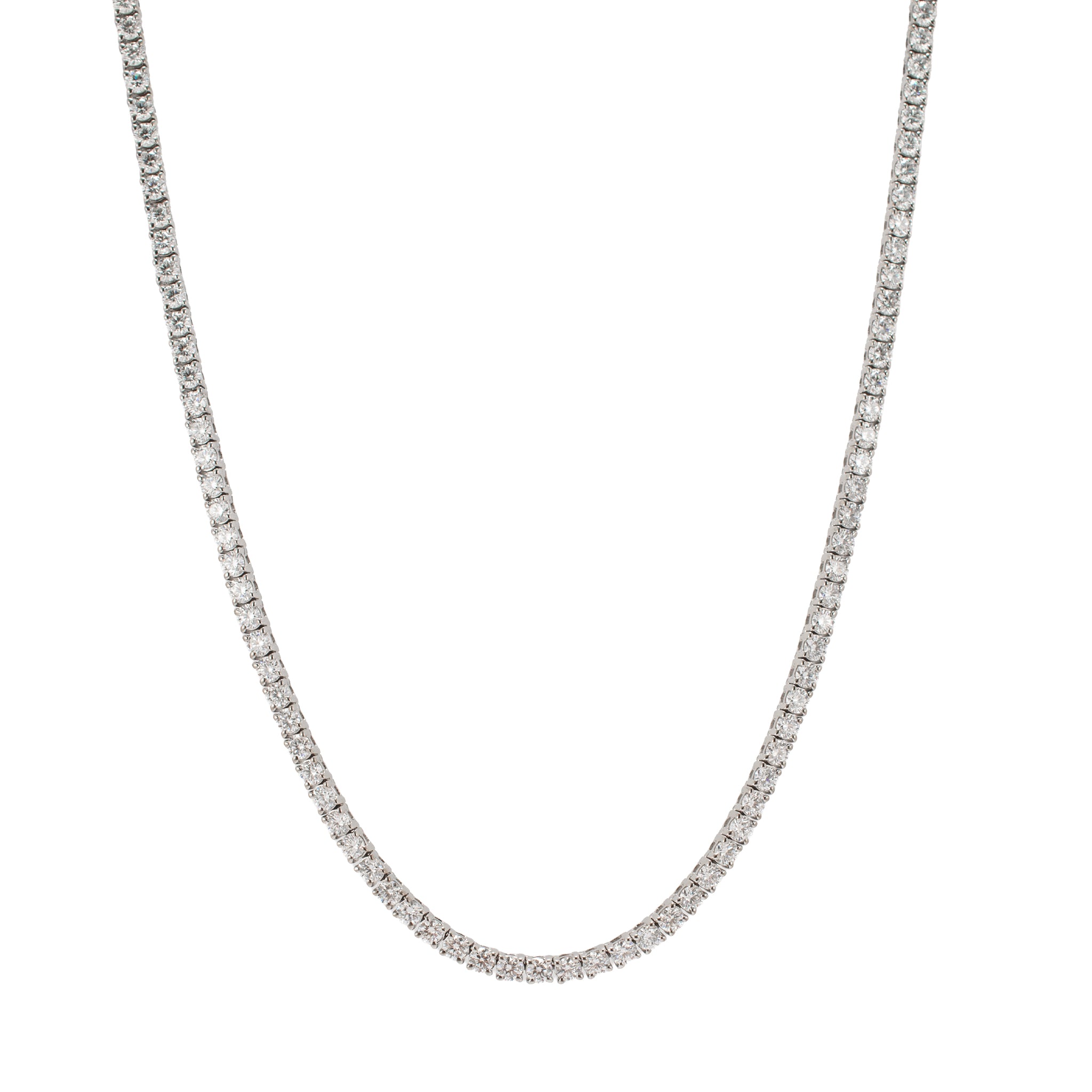 14K White Gold 4-Prong 9.83ctw Lab Grown Diamond Tennis Chain Necklace