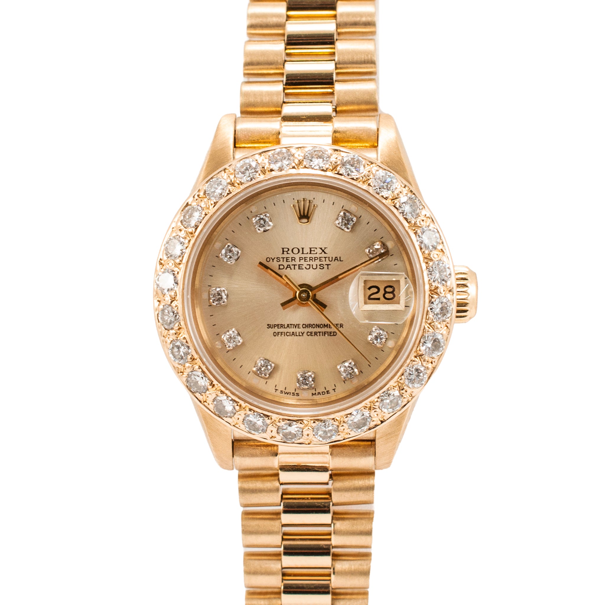 Ladies Rolex Datejust Presidential 26MM 69178 18K Yellow Gold Diamond Watch