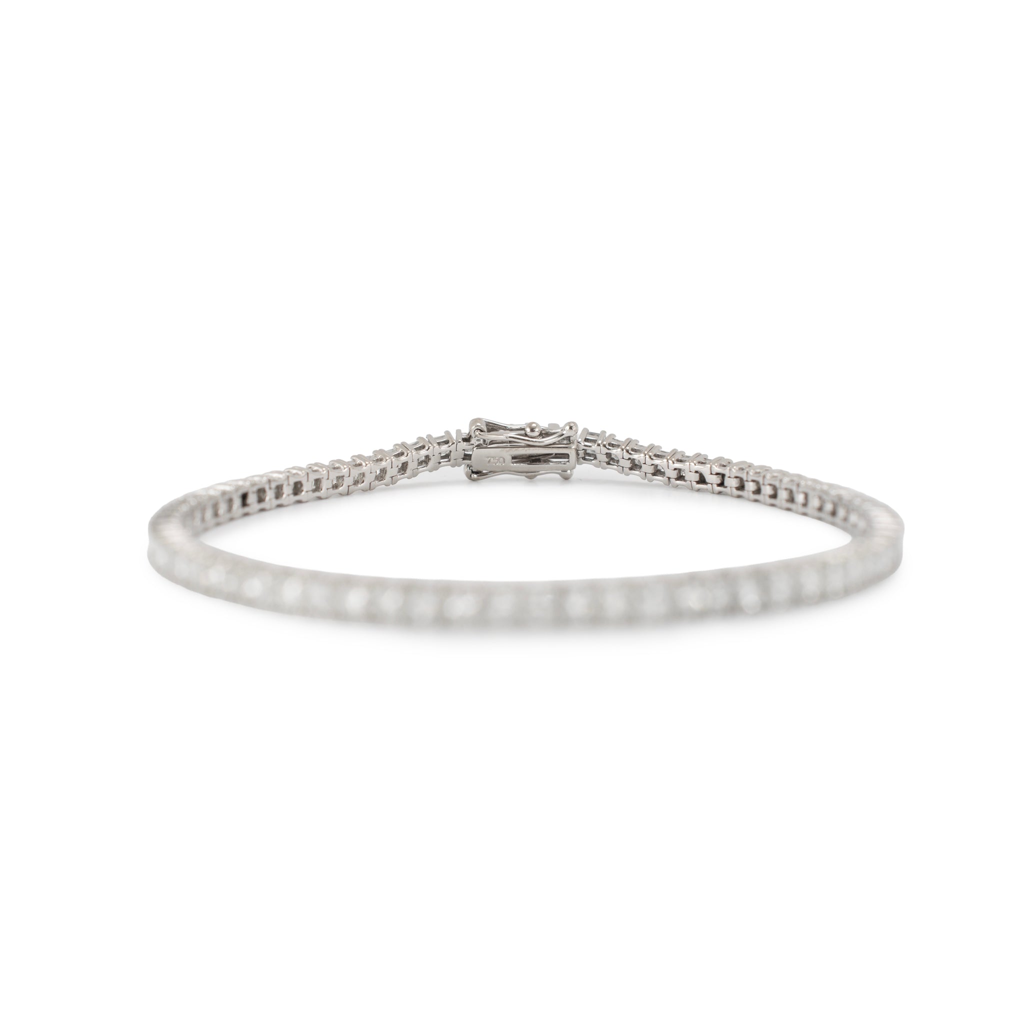Ladies 18K White Gold 5.84ct Princess Cut Diamond Tennis Bracelet