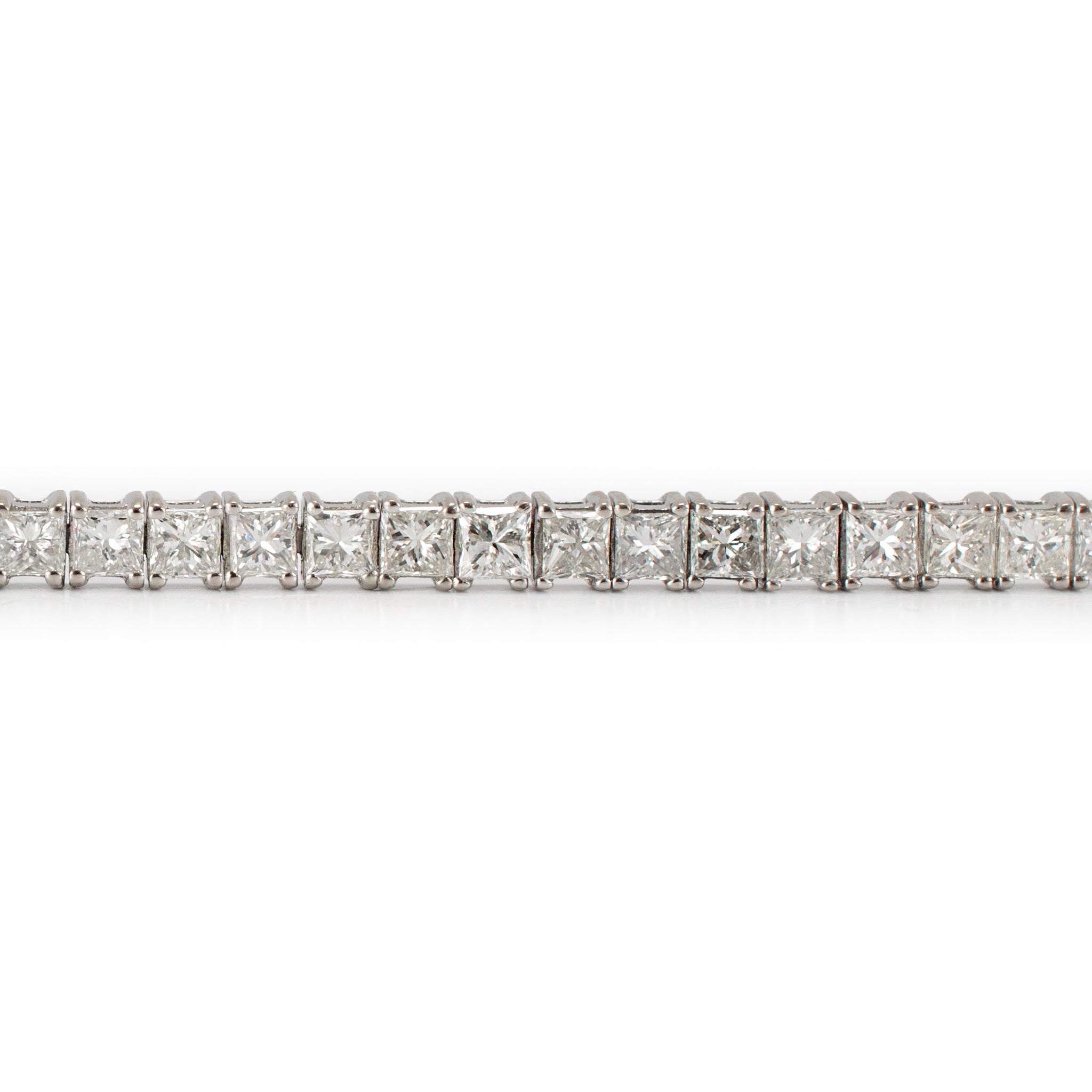 Ladies 18K White Gold 5.84ct Princess Cut Diamond Tennis Bracelet