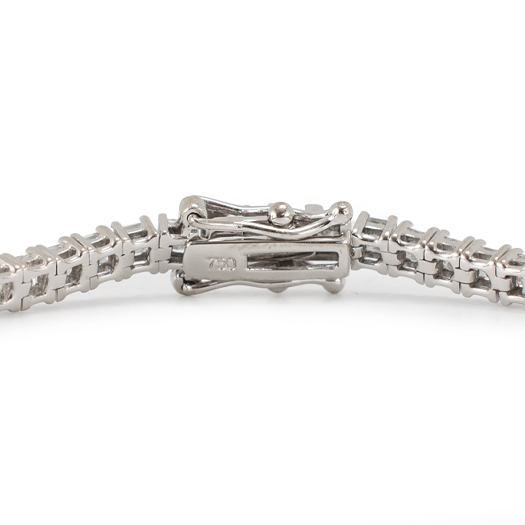 Ladies 18K White Gold 5.84ct Princess Cut Diamond Tennis Bracelet