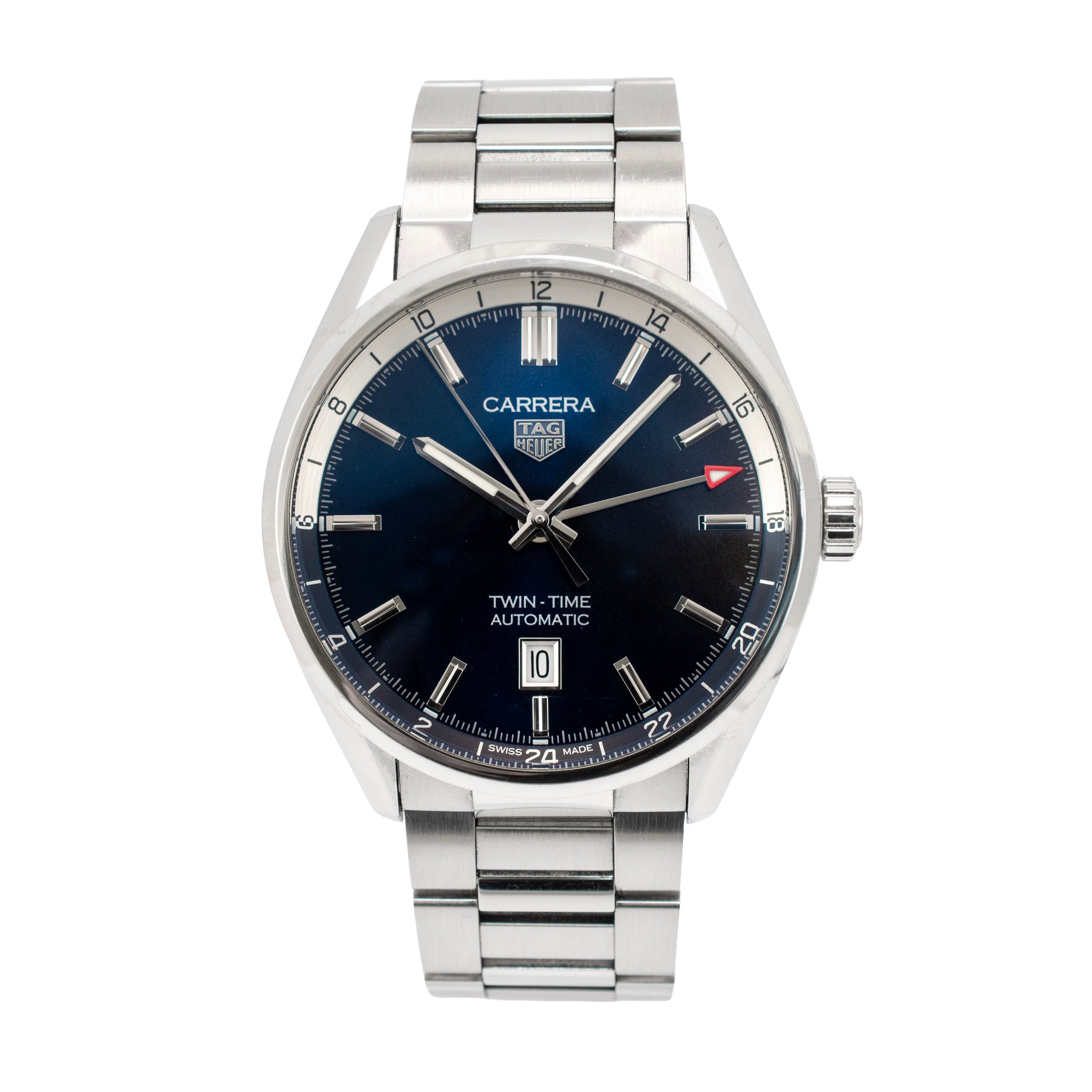 Tag Heuer Carrera Calibre 7 41MM wbn201a Twin Time Steel Automatic Watch