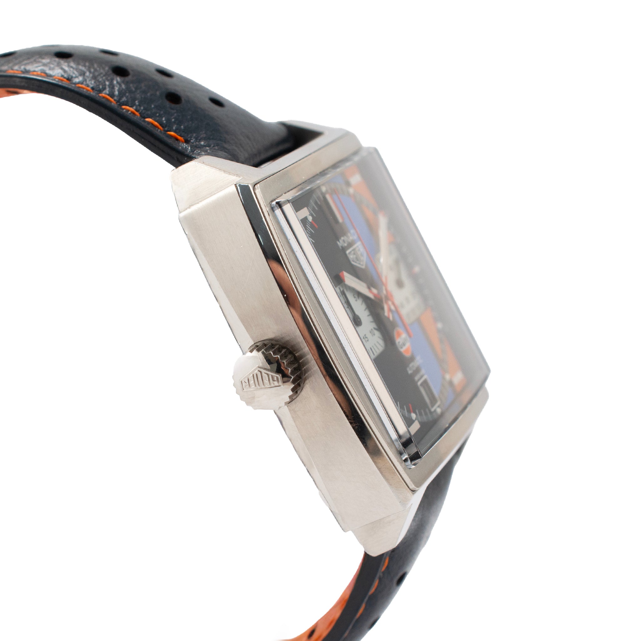 Tag Heuer Monaco Gulf 39MM CAW211R.FC6401 Orange Blue Chrono Automatic Watch