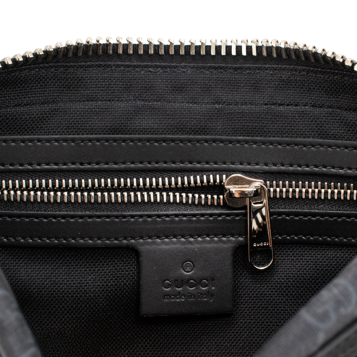 Gucci Gg Supreme Black Grey Coated Canvas Web Belt Bag