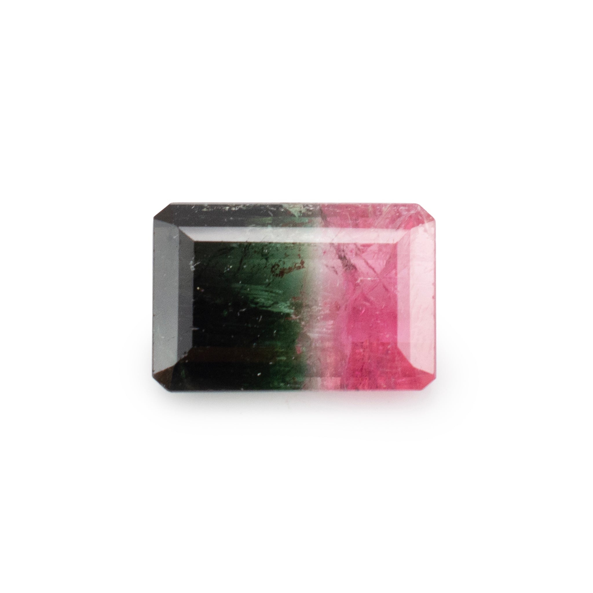 Natural 21.98ct Gia Emerald Cut Shape Zoned Green Pink Loose Tourmaline
