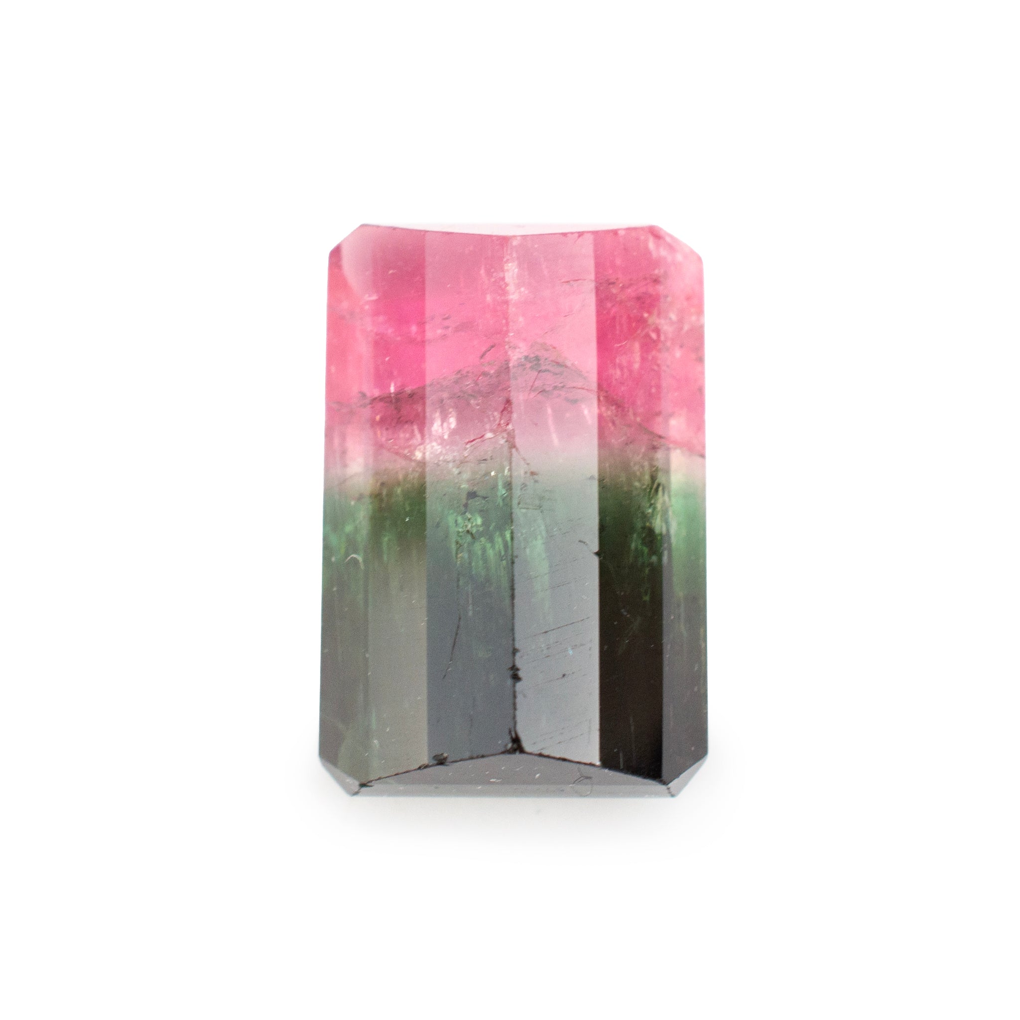 Natural 21.98ct Gia Emerald Cut Shape Zoned Green Pink Loose Tourmaline