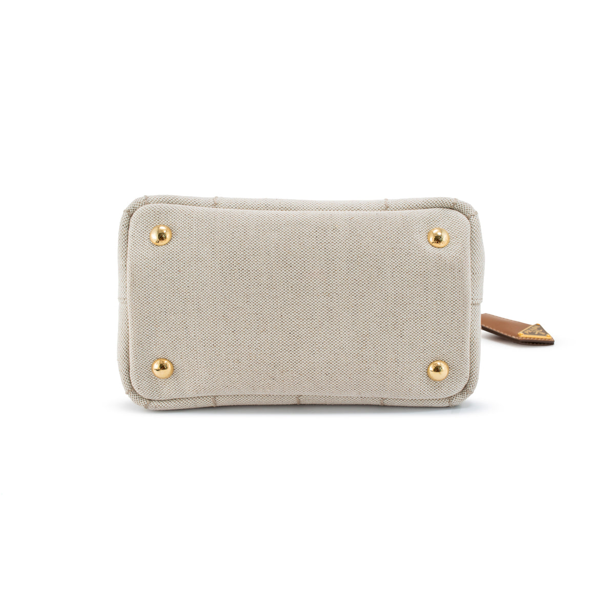 Prada Jardinière Natural Cotton Canvas Leather Trim Mini Handbag