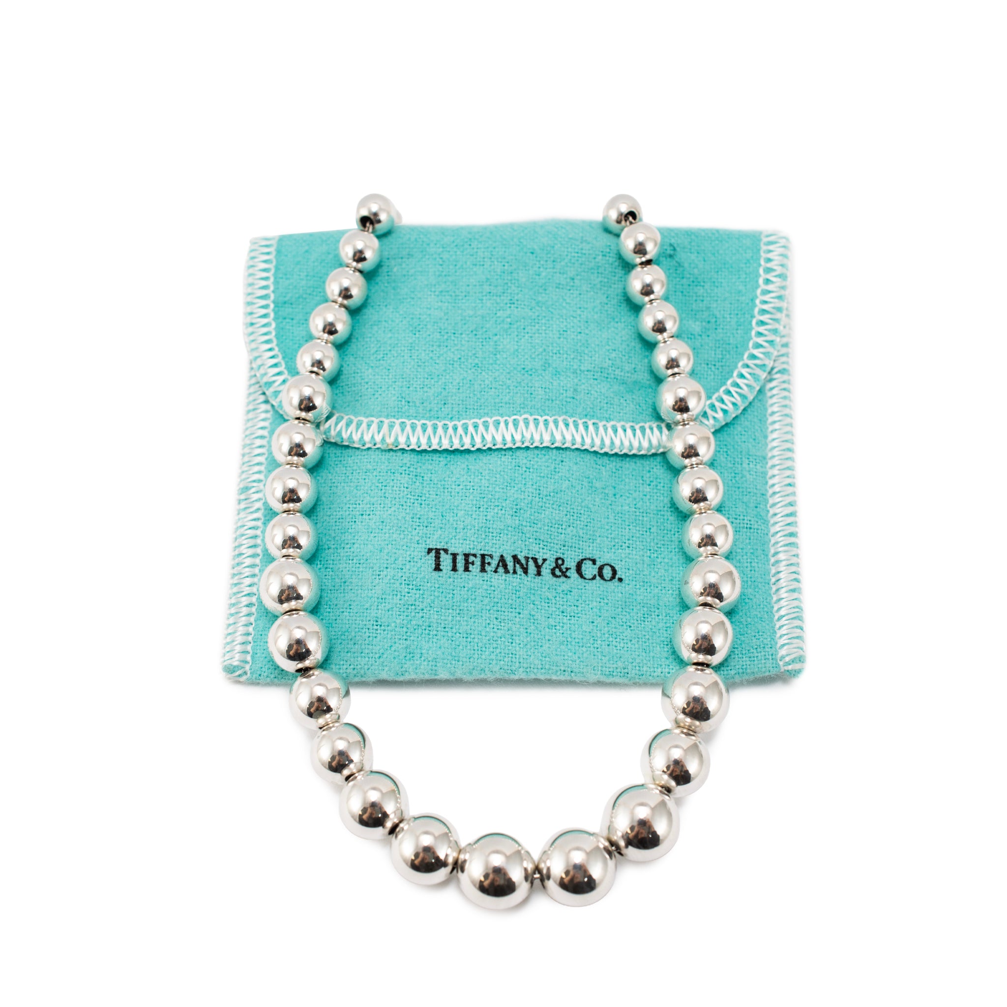 Tiffany & Co. Hardwear 925 Sterling Silver Graduated Ball Beads Chain Necklace