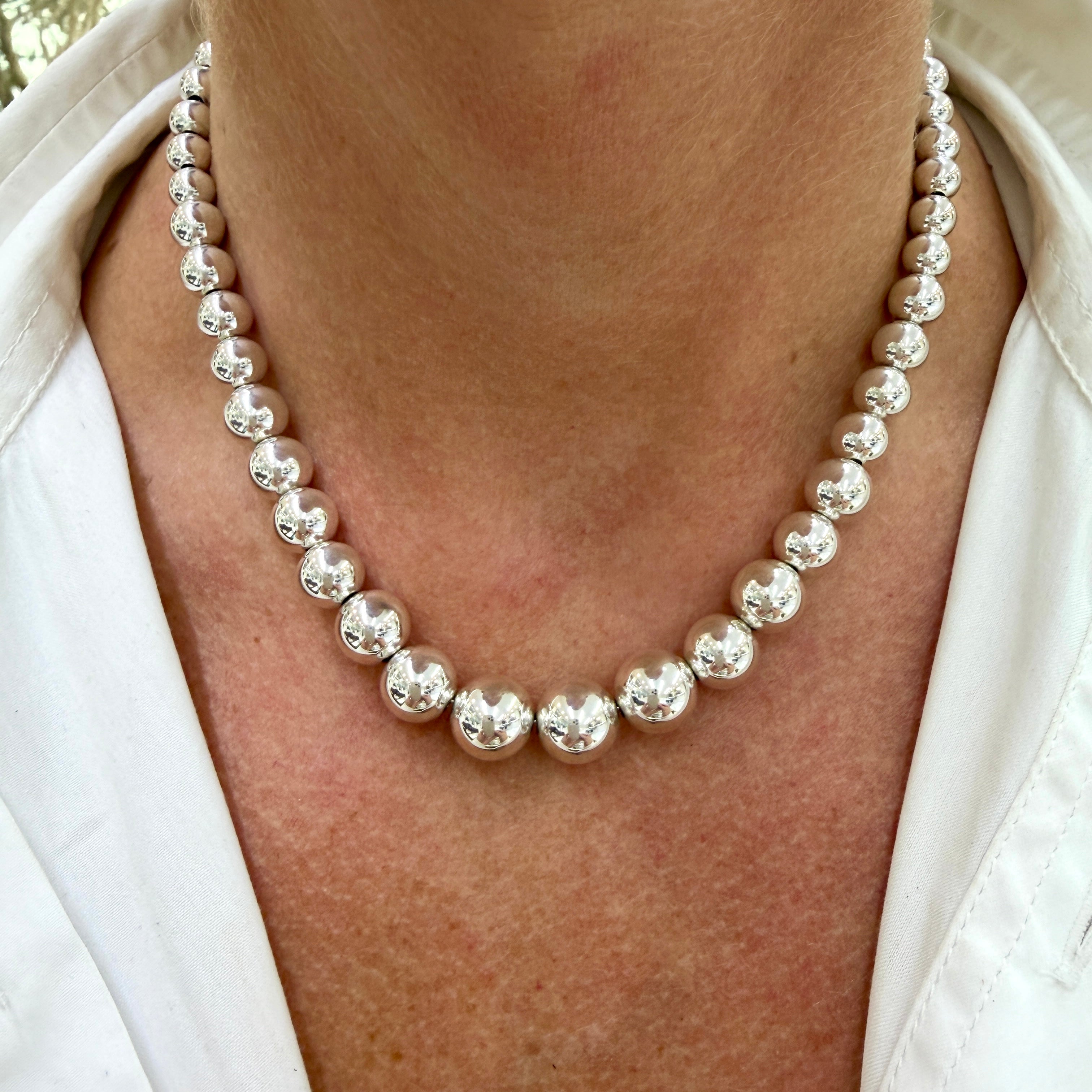 Tiffany & Co. Hardwear 925 Sterling Silver Graduated Ball Beads Chain Necklace