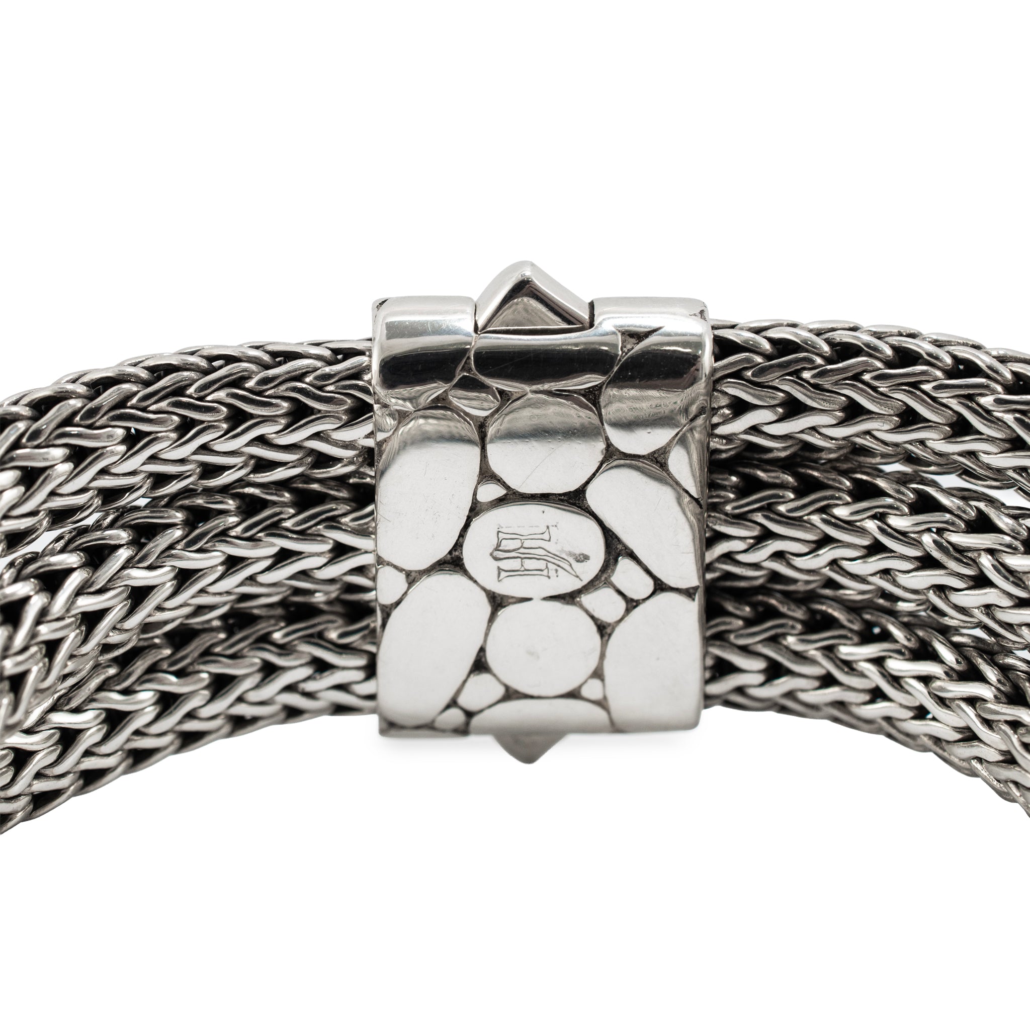 Unisex Retired John Hardy Sterling Silver Woven Chain Pusher Clasp Link Bracelet