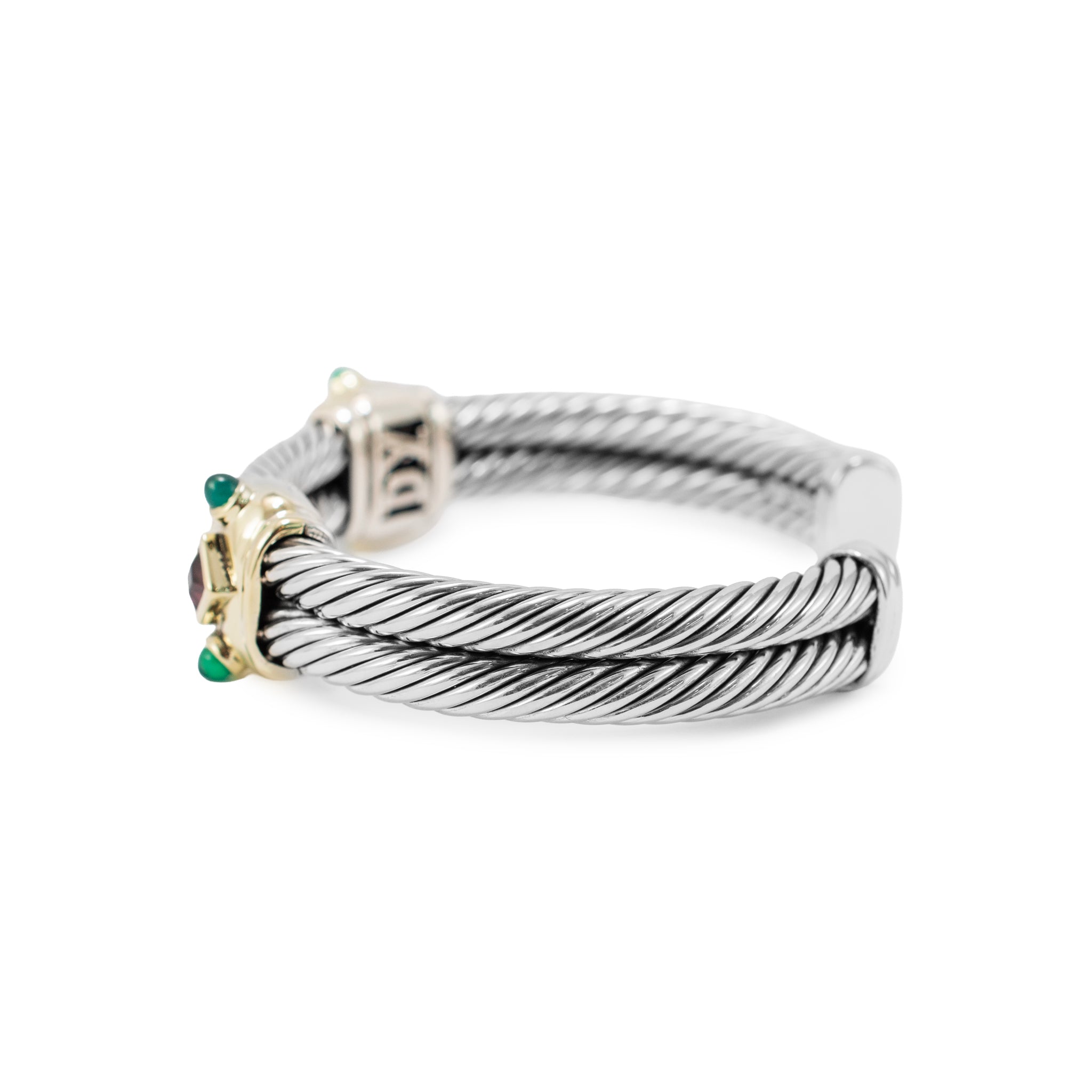 David Yurman Silver 14K Yellow Gold Double Cable Renaissance Cuff Bracelet
